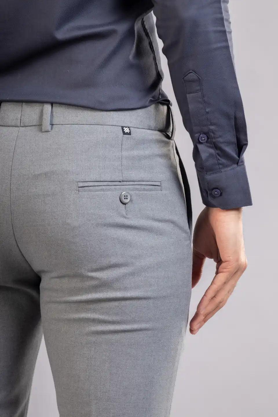 Men’s premium Cloud Grey Twill Flexiplus Pants - Back view