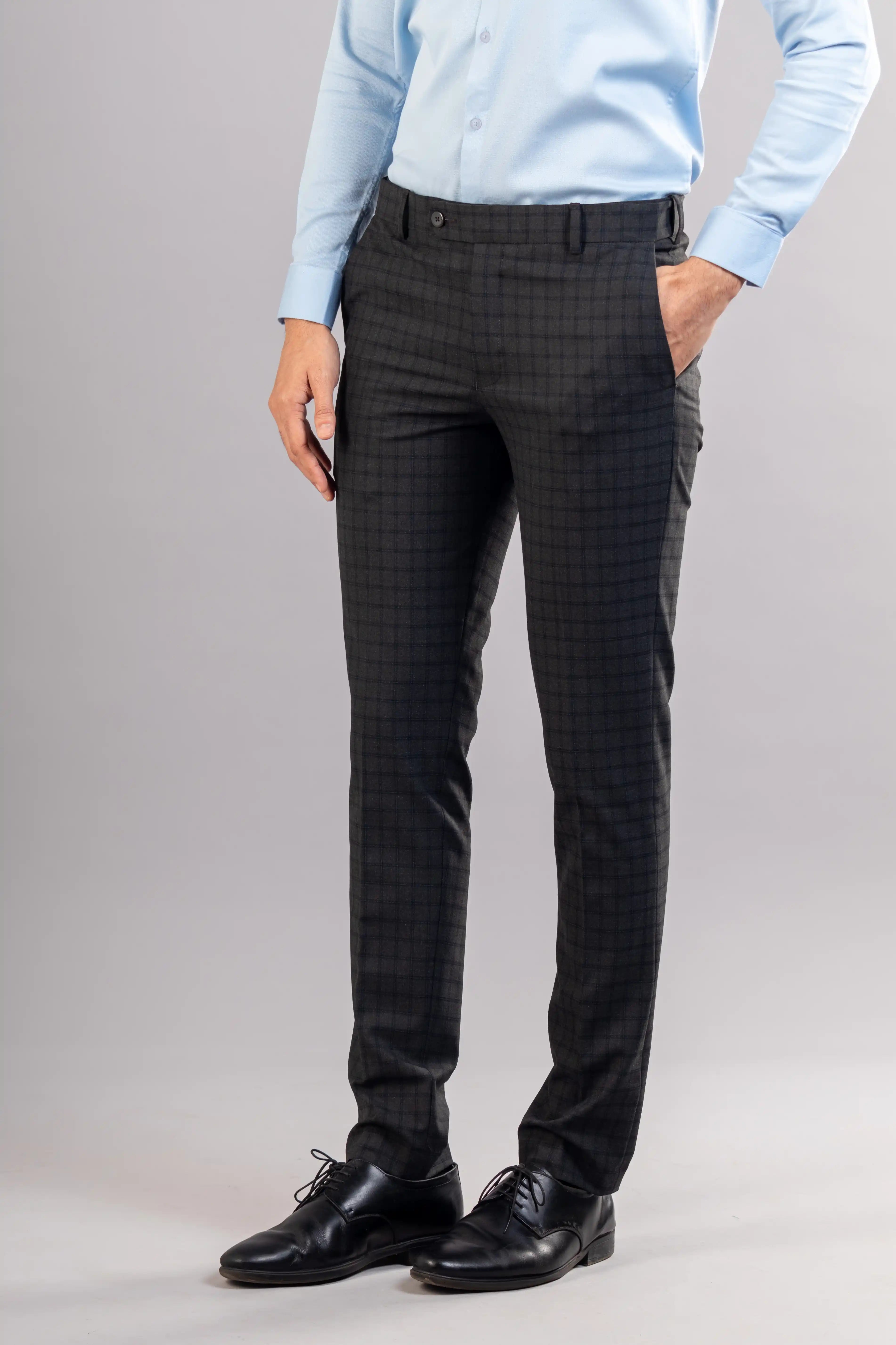 Men’s premium Coal Stone Flexiplus Vista Checks - Front view
