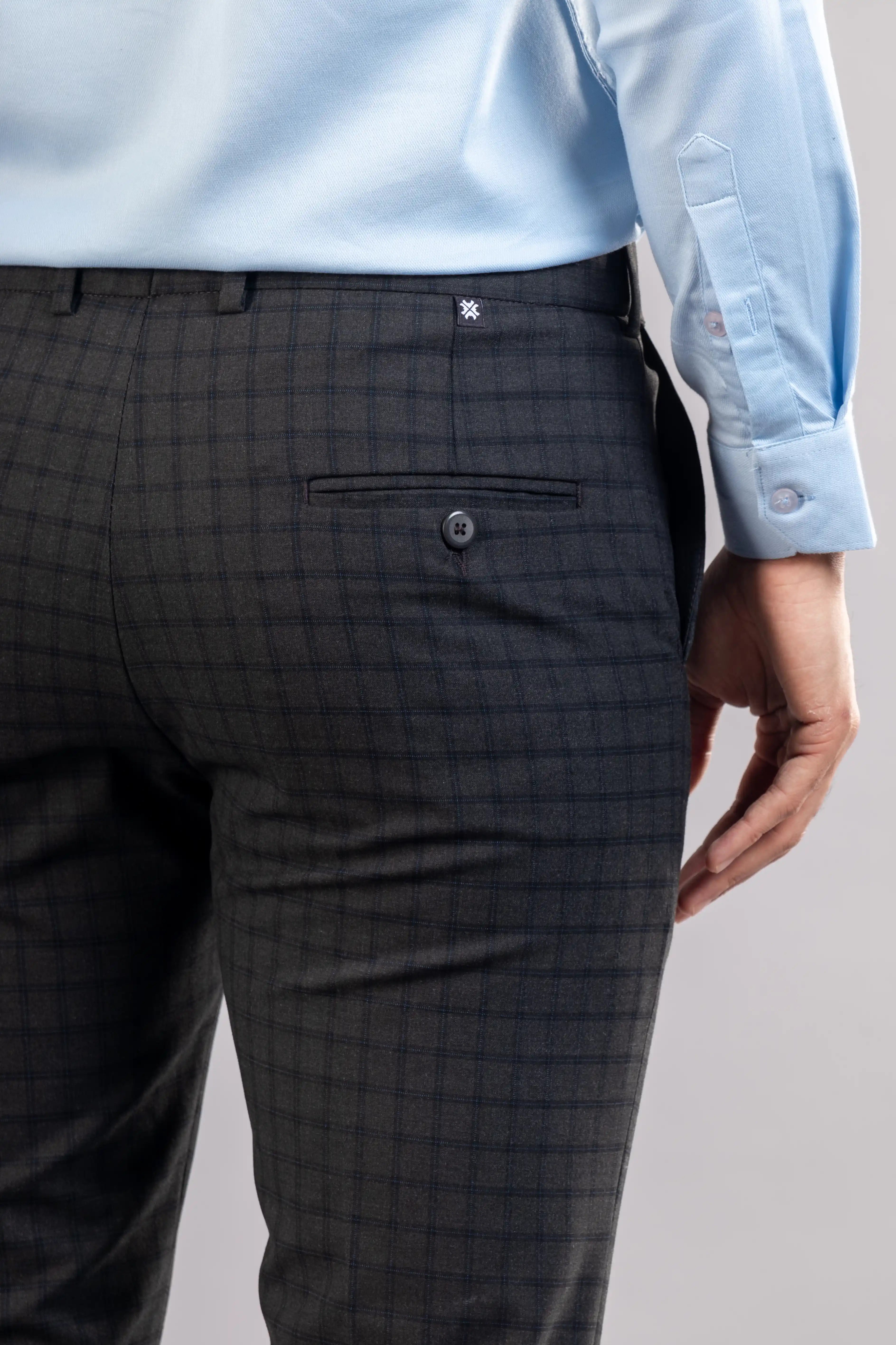 Men’s premium Coal Stone Flexiplus Vista Checks - Back view