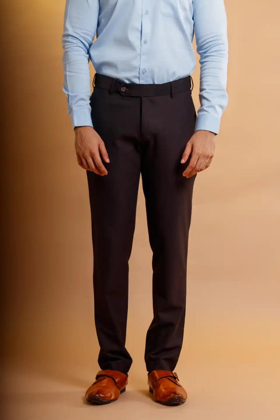 Men’s premium Dark Wine Flexiwaist Mild Lining Trousers for Men - Front view