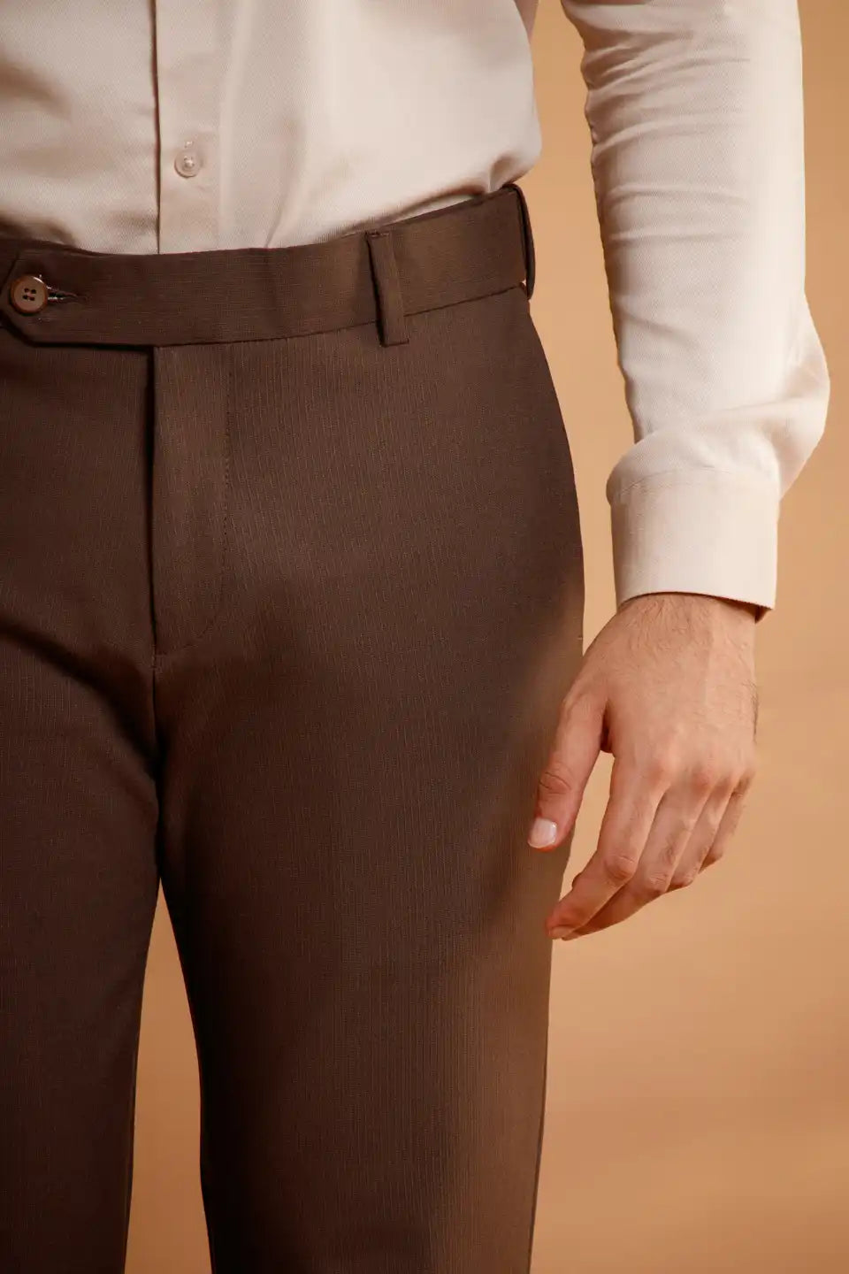 Men’s premium French Beige Flexiwaist Mild Lining Trousers for Men - Side view