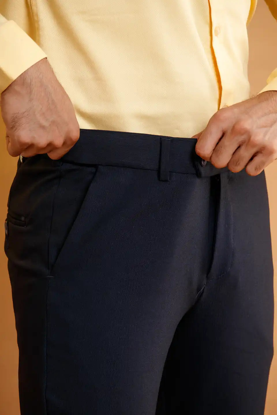 Men’s premium Ink Blue Flexiwaist Mild Lining Trousers for Men - Side view