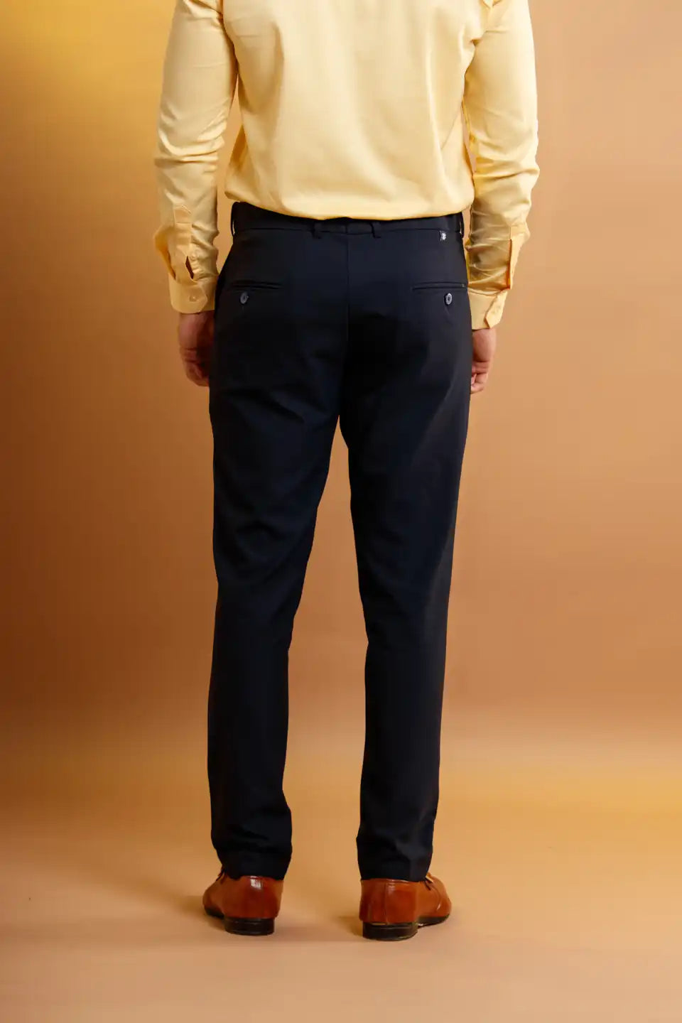 Men’s premium Ink Blue Flexiwaist Mild Lining Trousers for Men - Back view