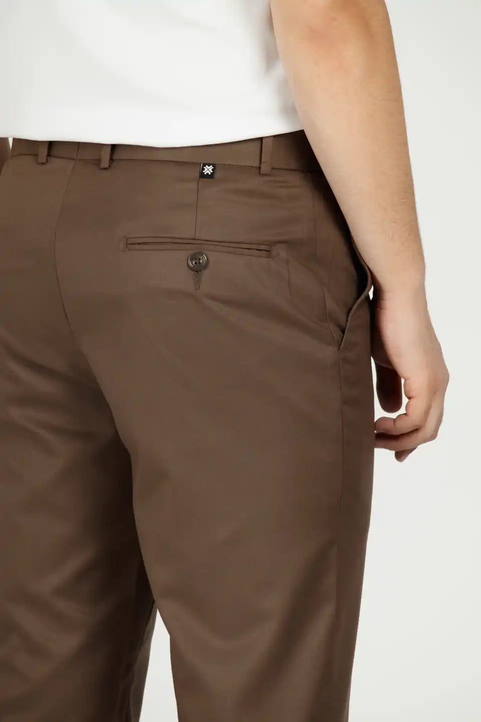 Men’s premium coffee brown Flexiwaist Stretchable Pants for Men - Back view