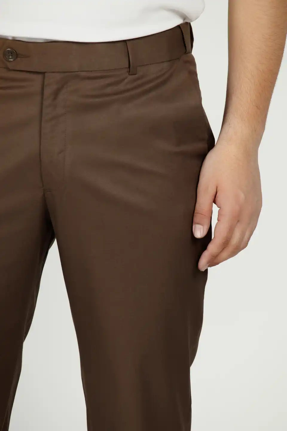Men’s premium coffee brown Flexiwaist Stretchable Pants for Men - Front view