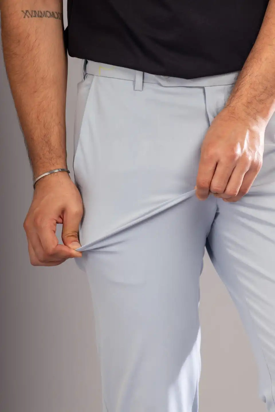 Men’s premium Ice Blue Flexiwaist Formal Pant For Men - Front view