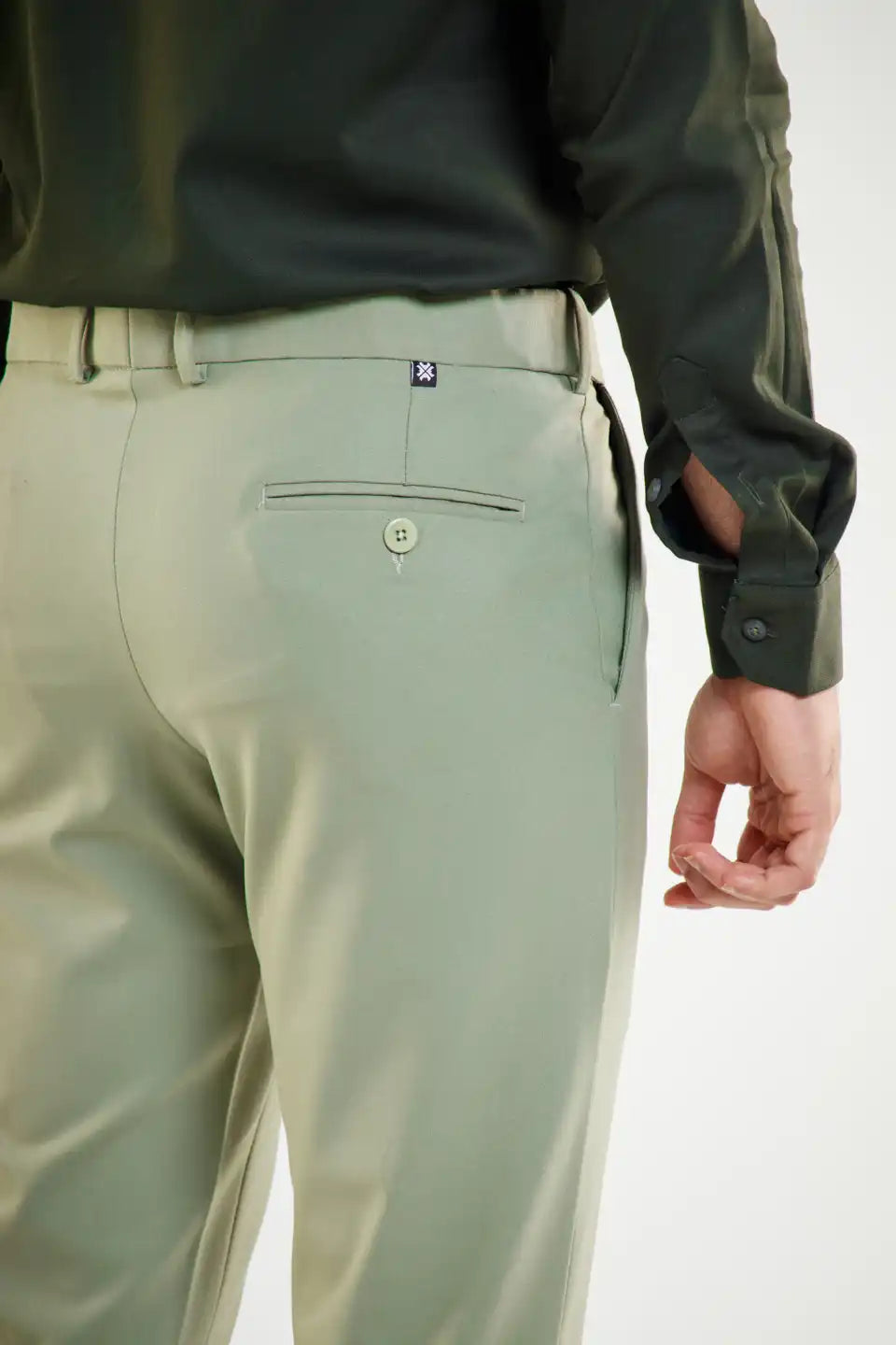 Men’s premium Sage Green Flexiwaist Stretchable Pants for Men – Back view