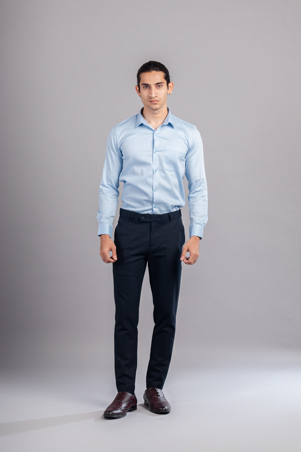 Warp Checks Flexiwaist Pants Iguana- Front view