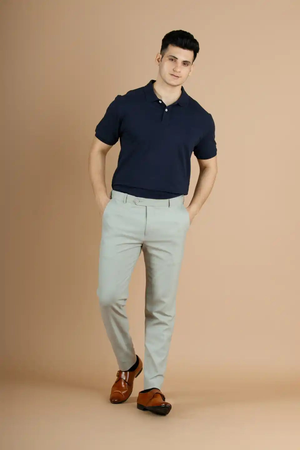 Men’s premium Unicorn Warp Checks Flexiwaist Pants - Front view