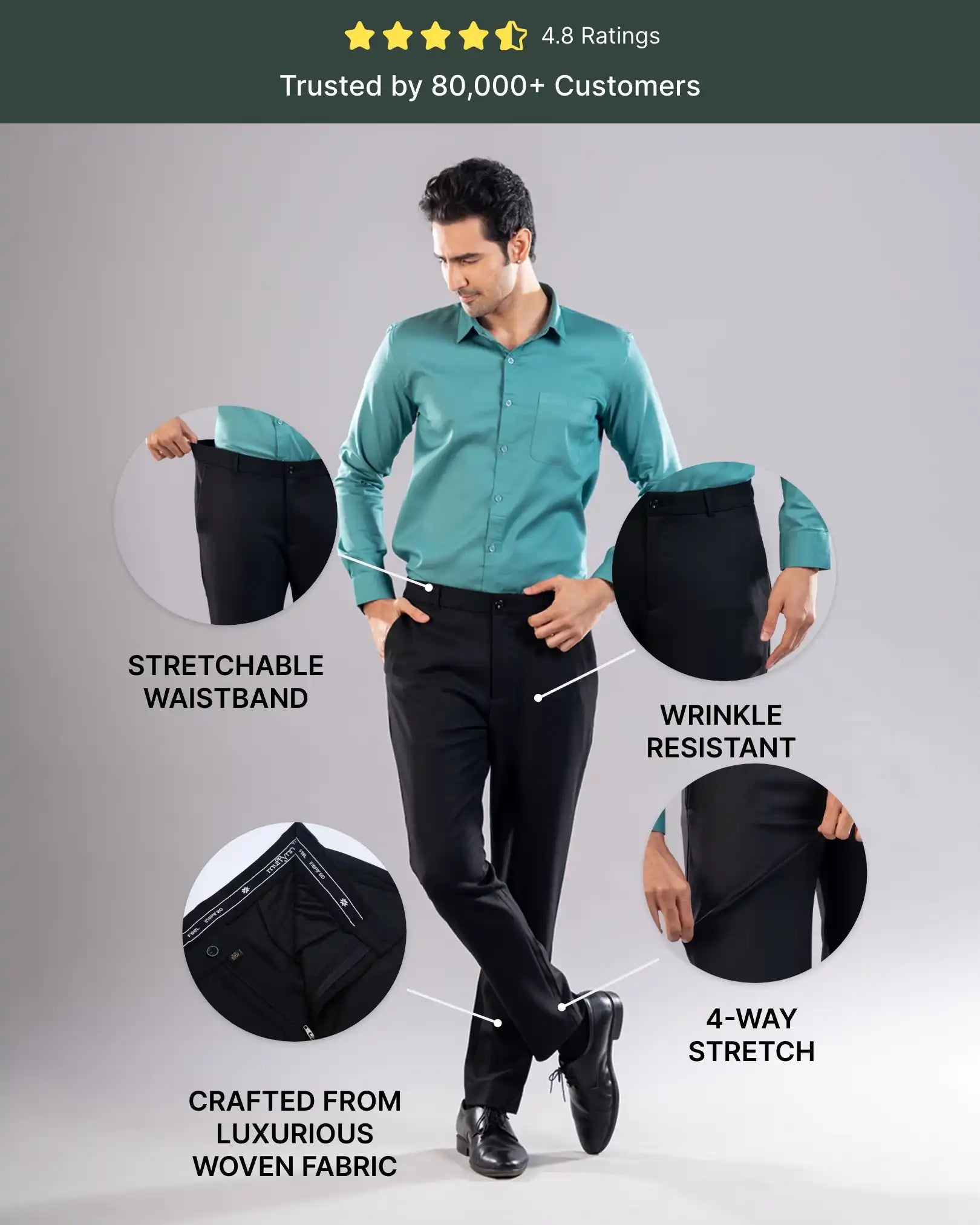 Men’s premium Black Truefit all day pants - lifestyle view