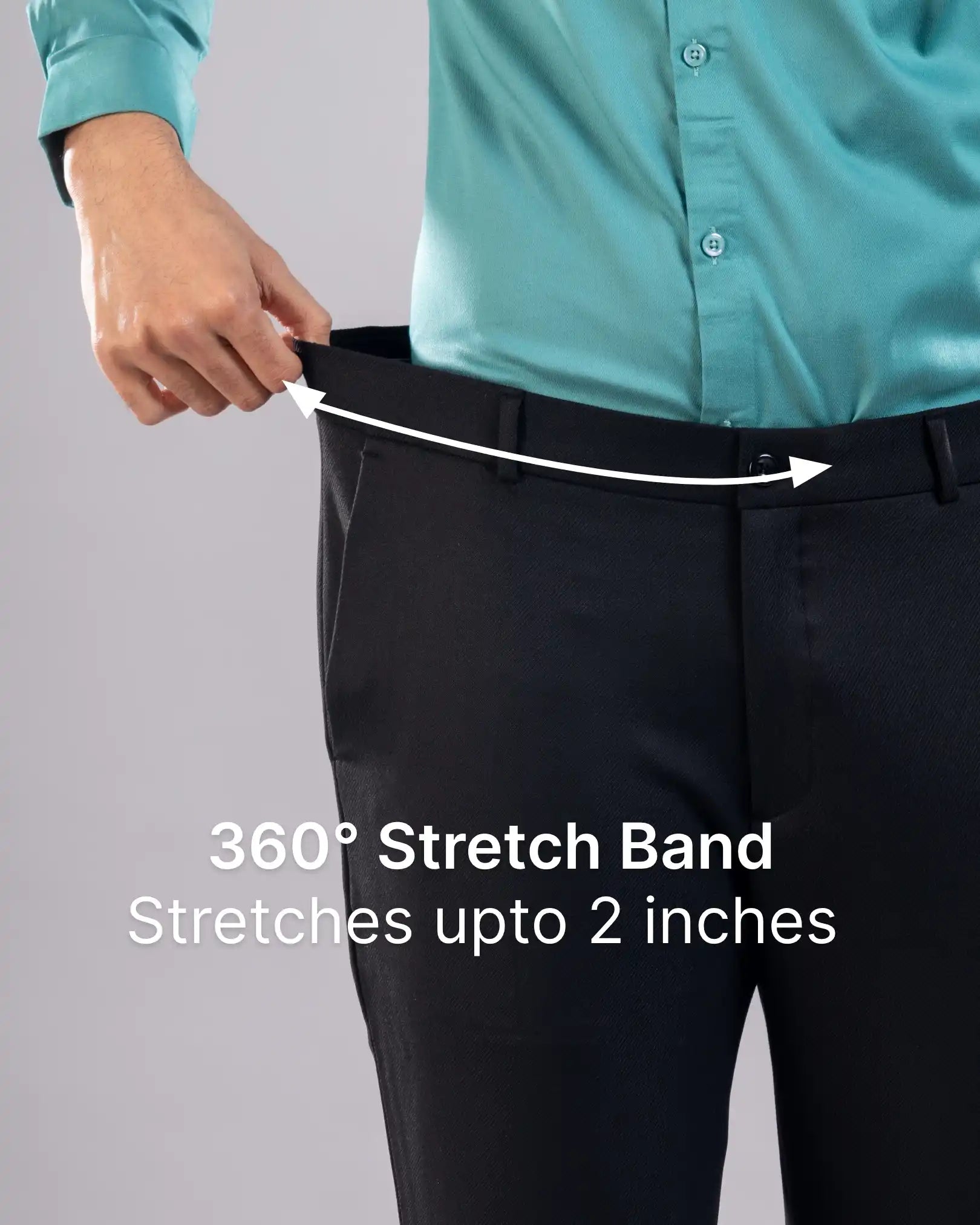 Men’s premium Black Truefit all day pants - close view
