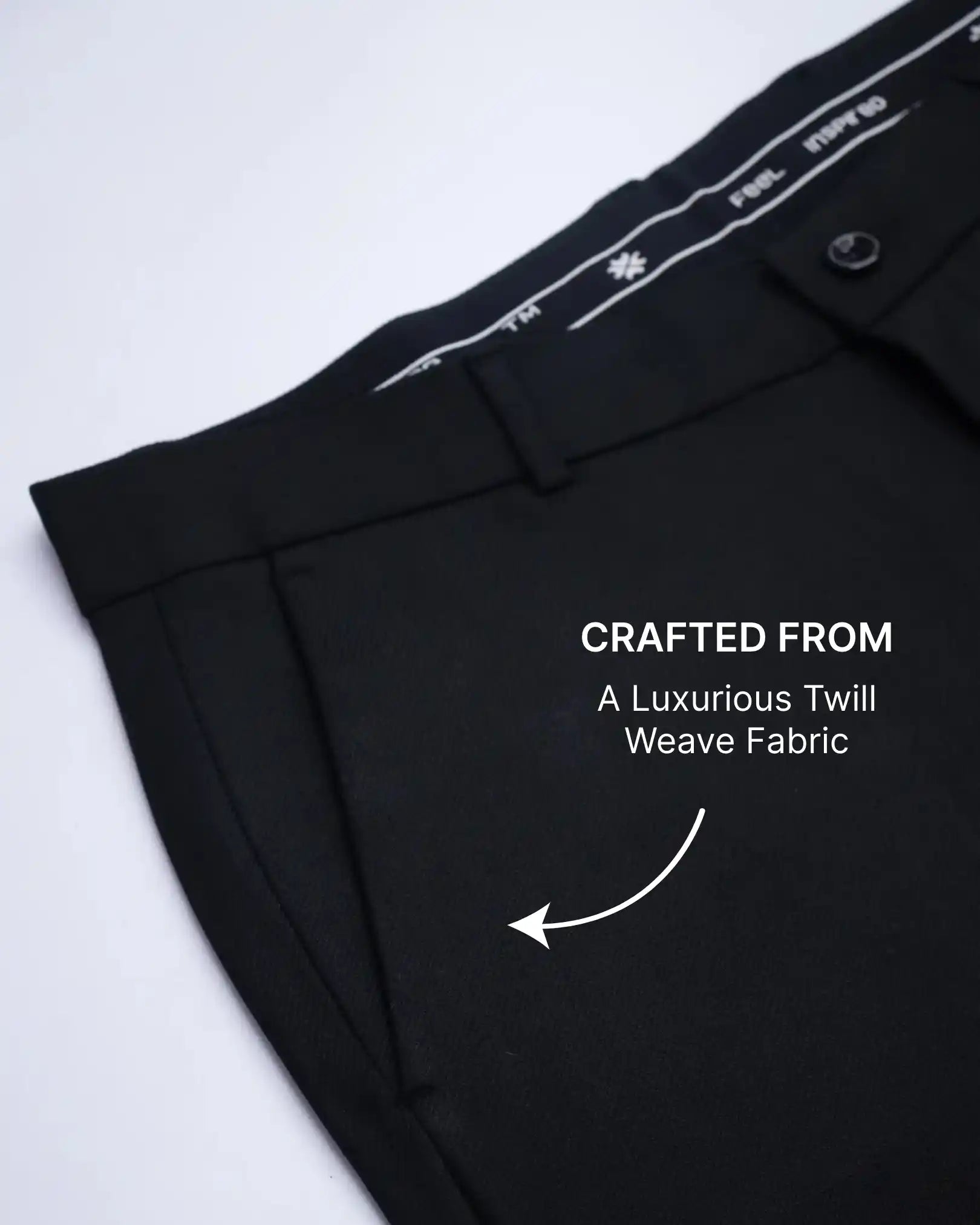 Men’s premium Black Truefit all day pants - fabric view
