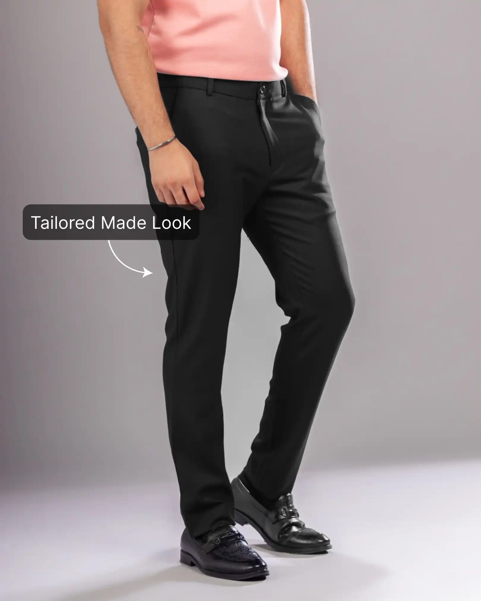 Men’s premium Charcoal Truefit all day pants - side view