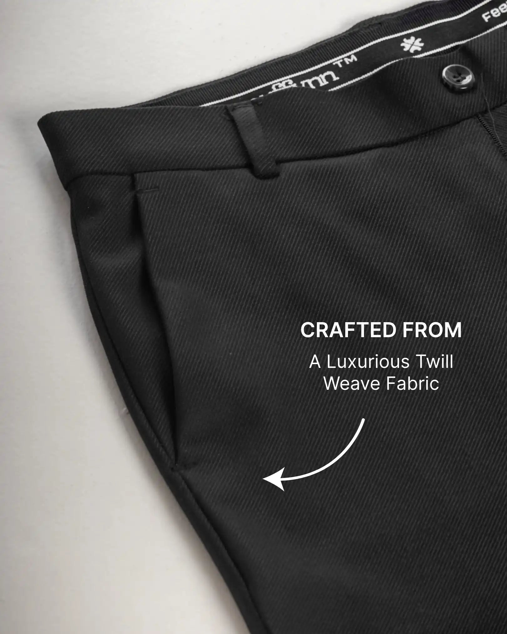 Men’s premium Charcoal Truefit all day pants - fabric view