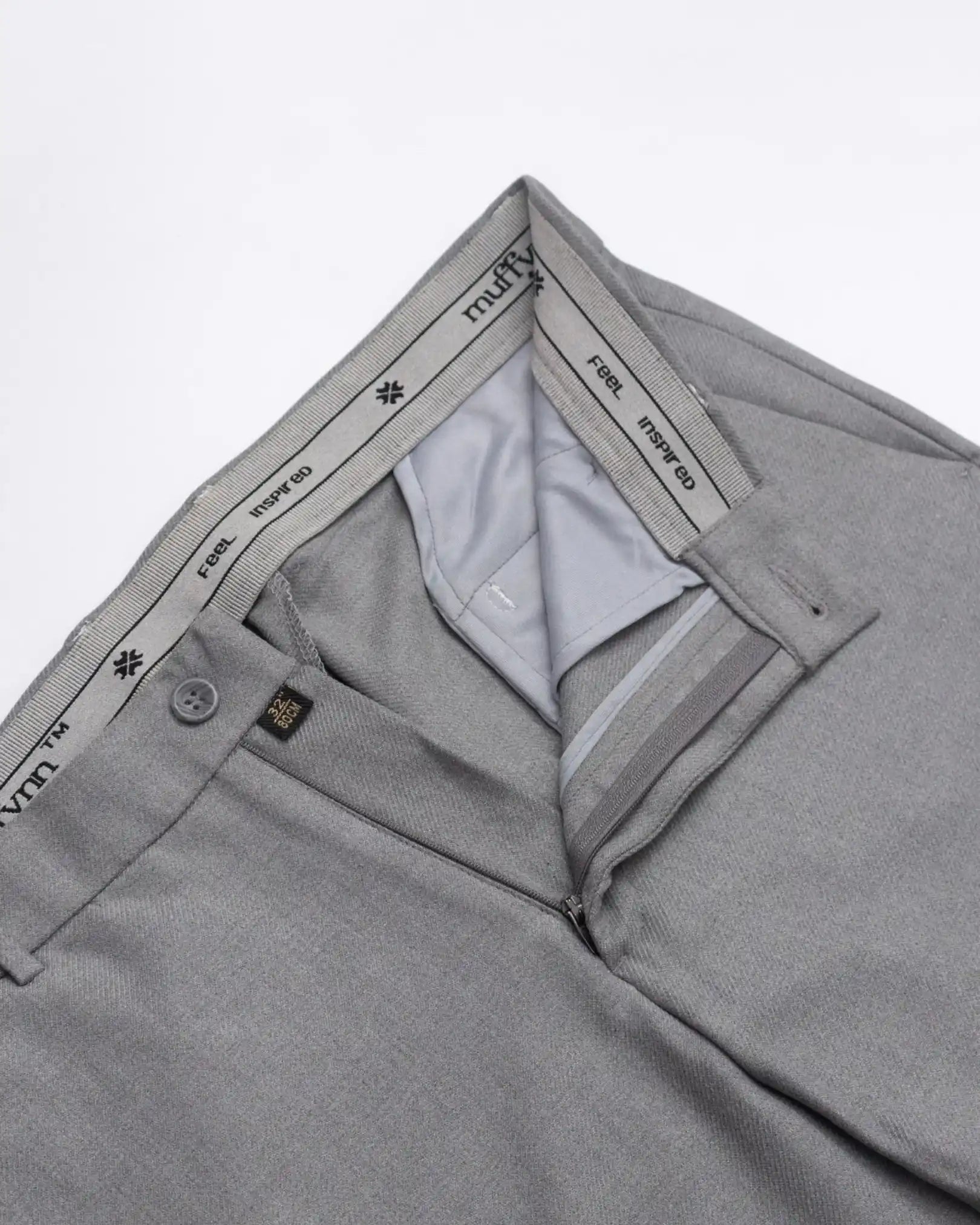 Men’s premium Mid Grey Truefit all day pants - fabric view