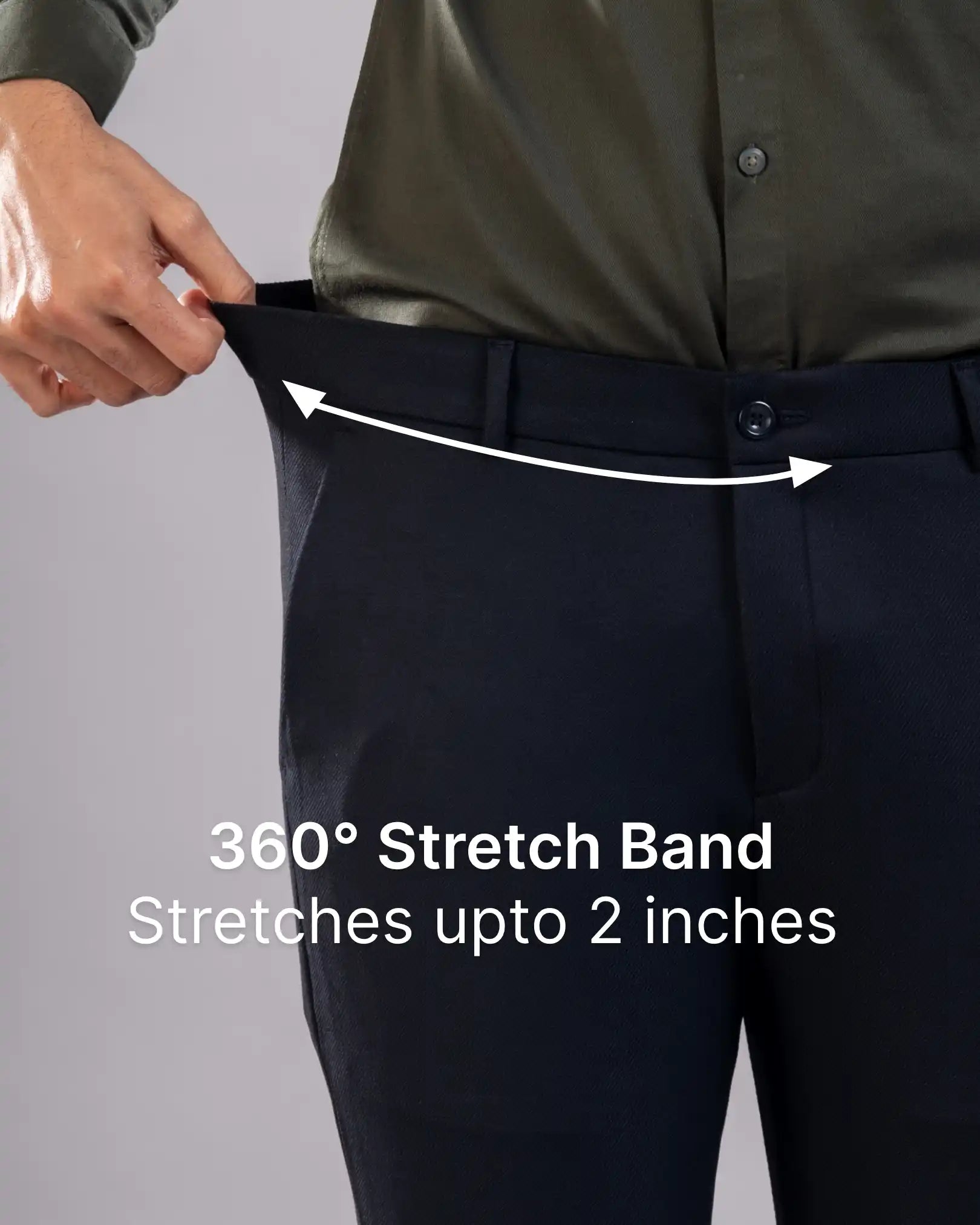 Men’s premium Navy Blue Truefit all day pants - close view