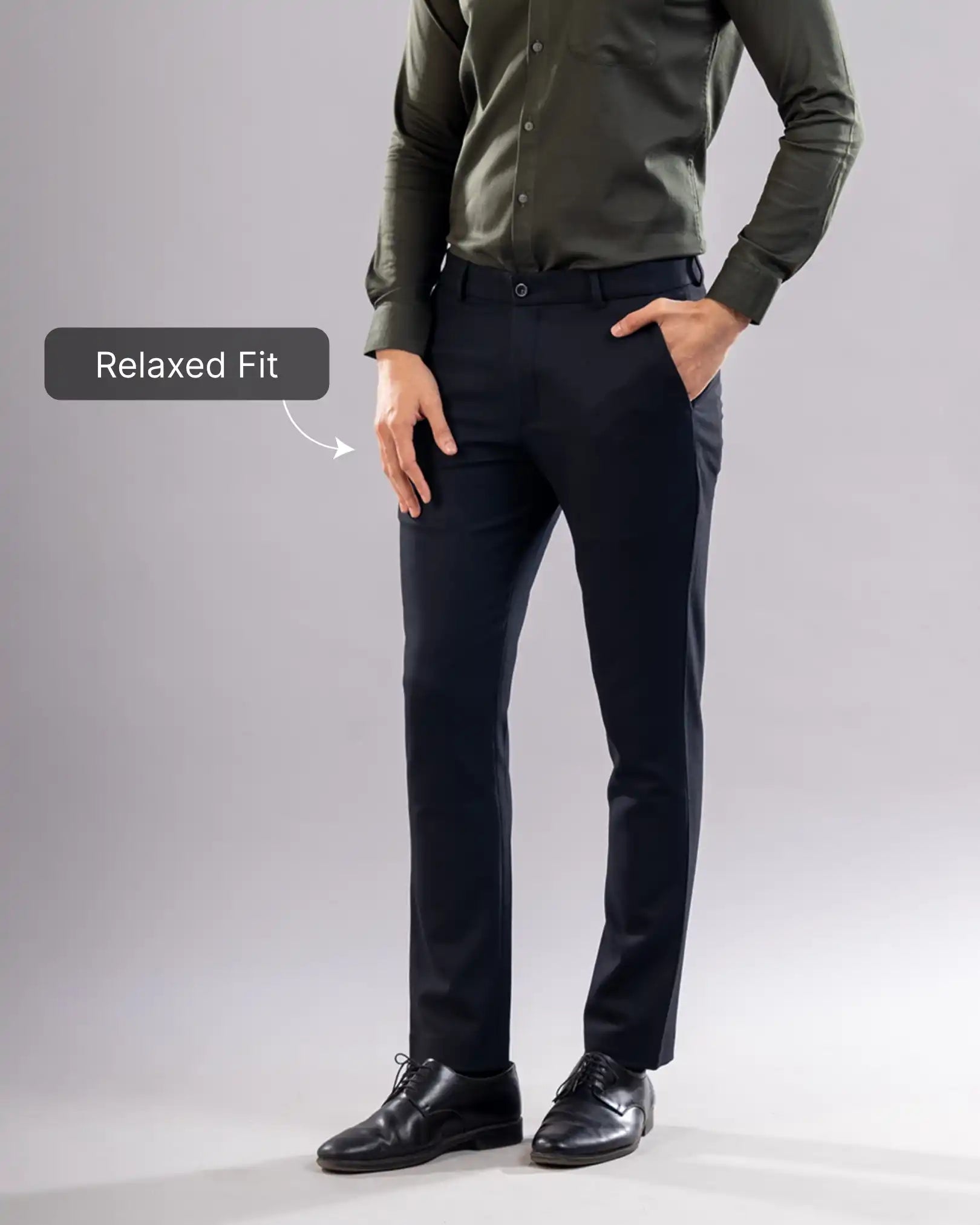 Men’s premium Navy Blue Truefit all day pants - side view