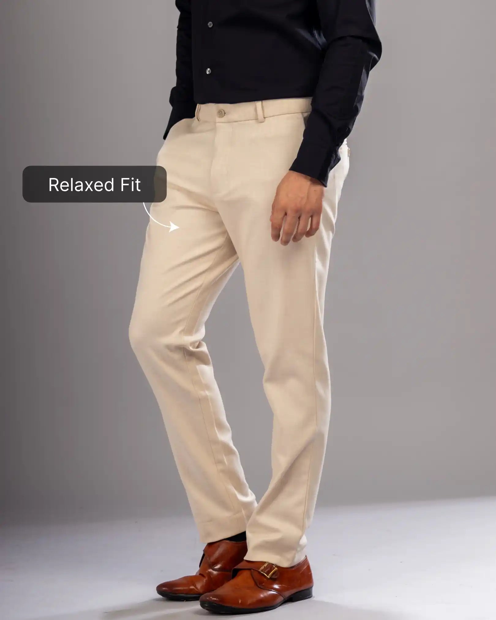 Men’s premium Cream Truefit all day pants - side view