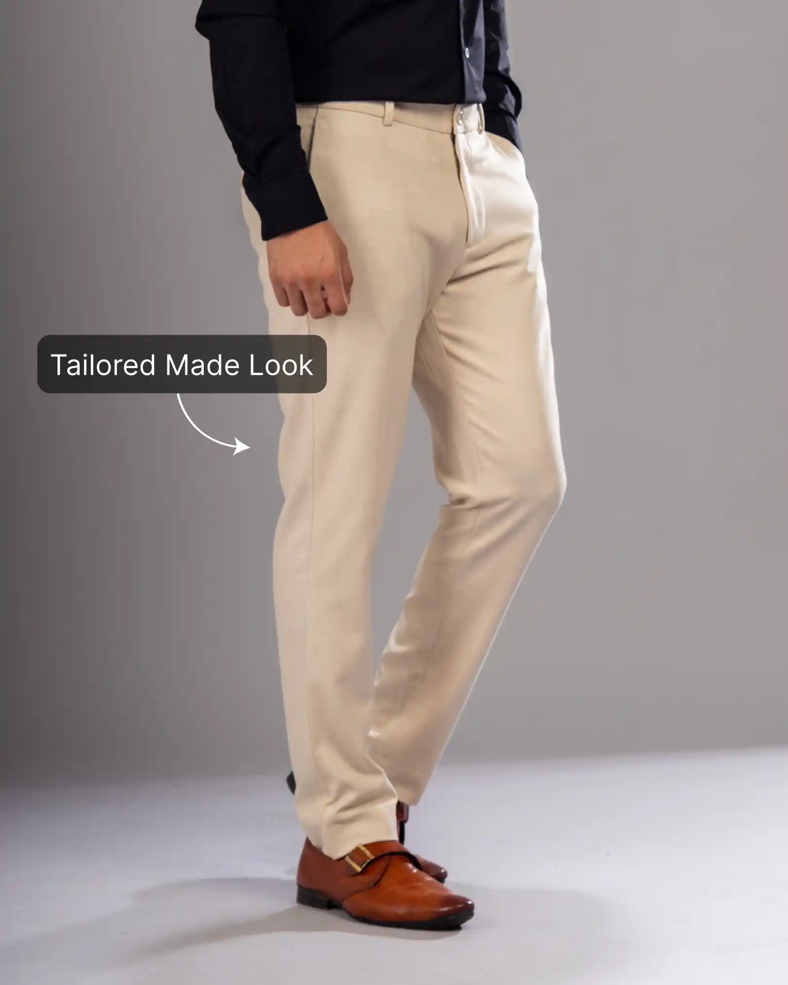 Men’s premium Cream Truefit all day pants - side view