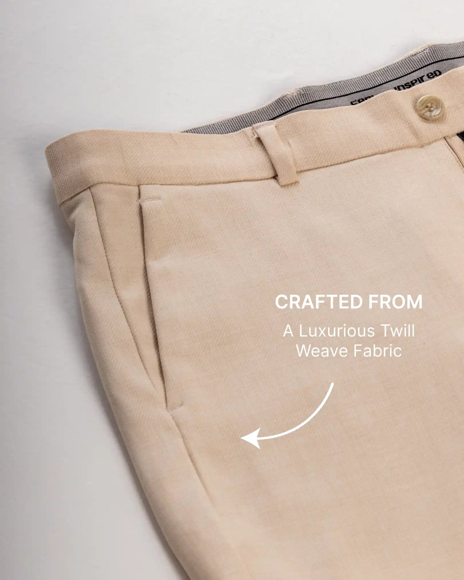 Men’s premium Cream Truefit all day pants - fabric view