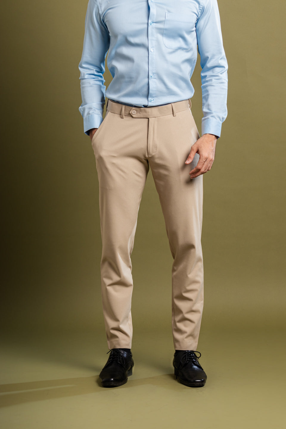 Ivory Cream Pinstripe Flexiwaist Pant – Front View