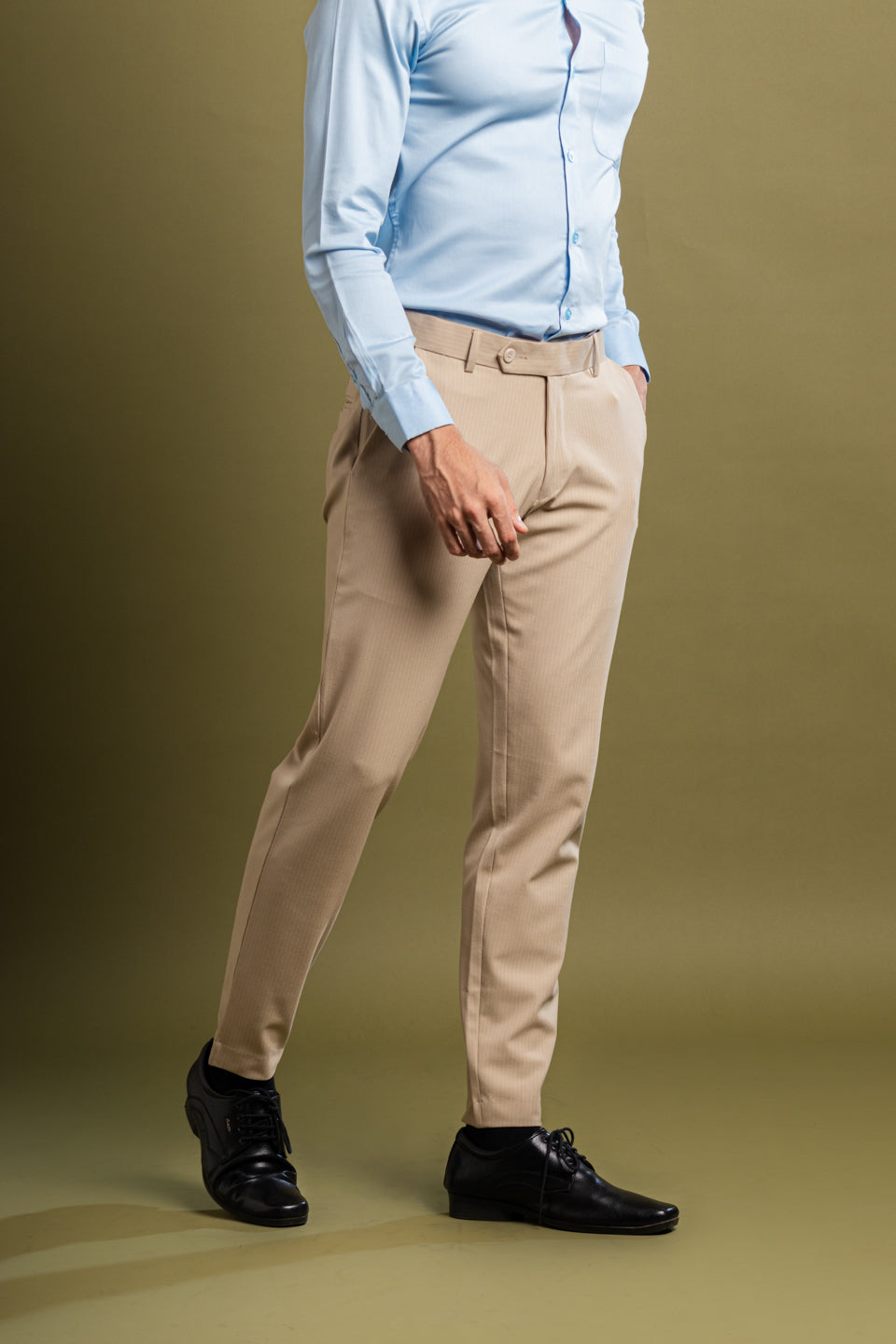 Ivory Cream Pinstripe Flexiwaist Pant – Side View