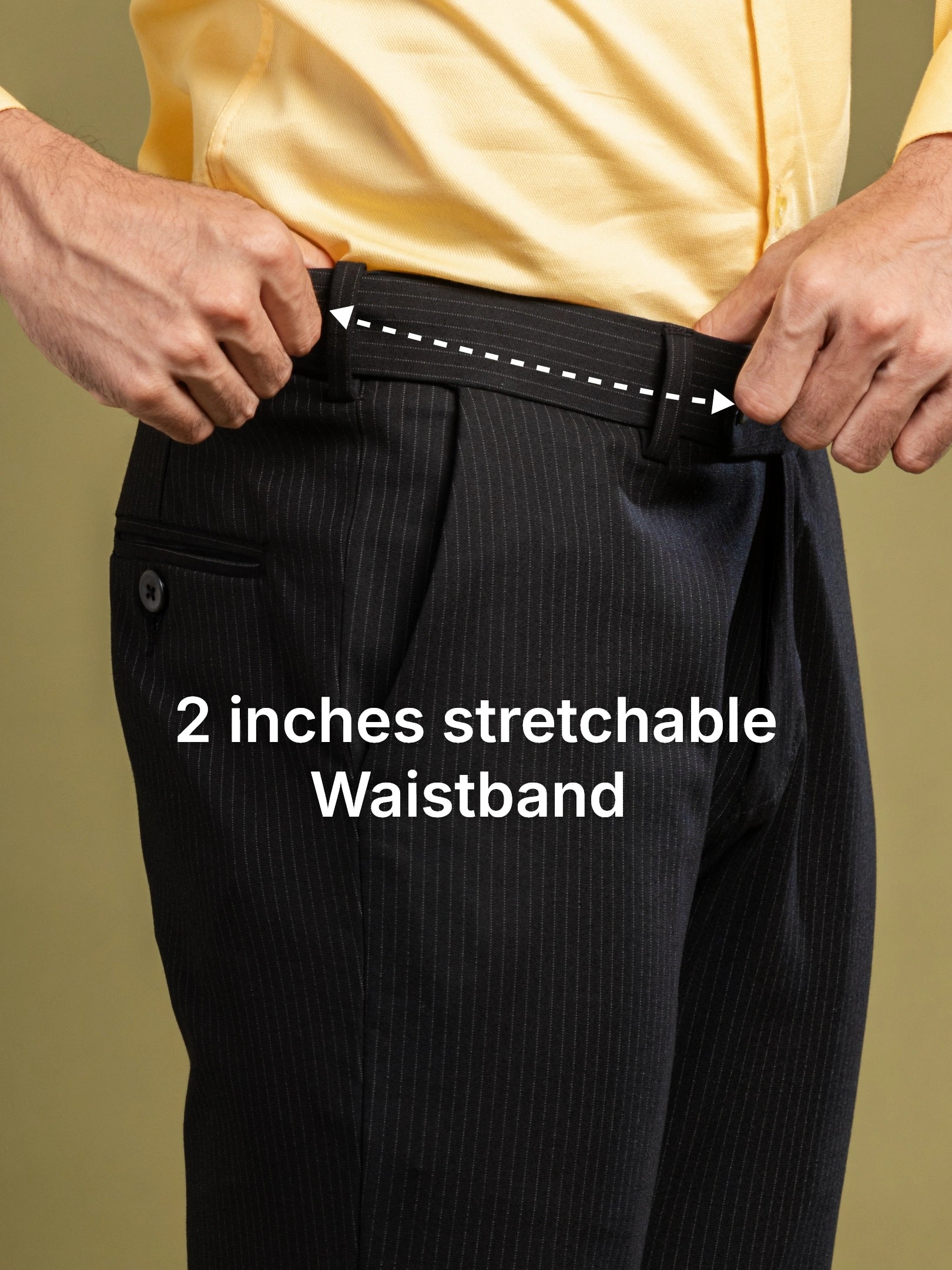 Matte Black Pinstripe Flexiwaist Pant - Close view