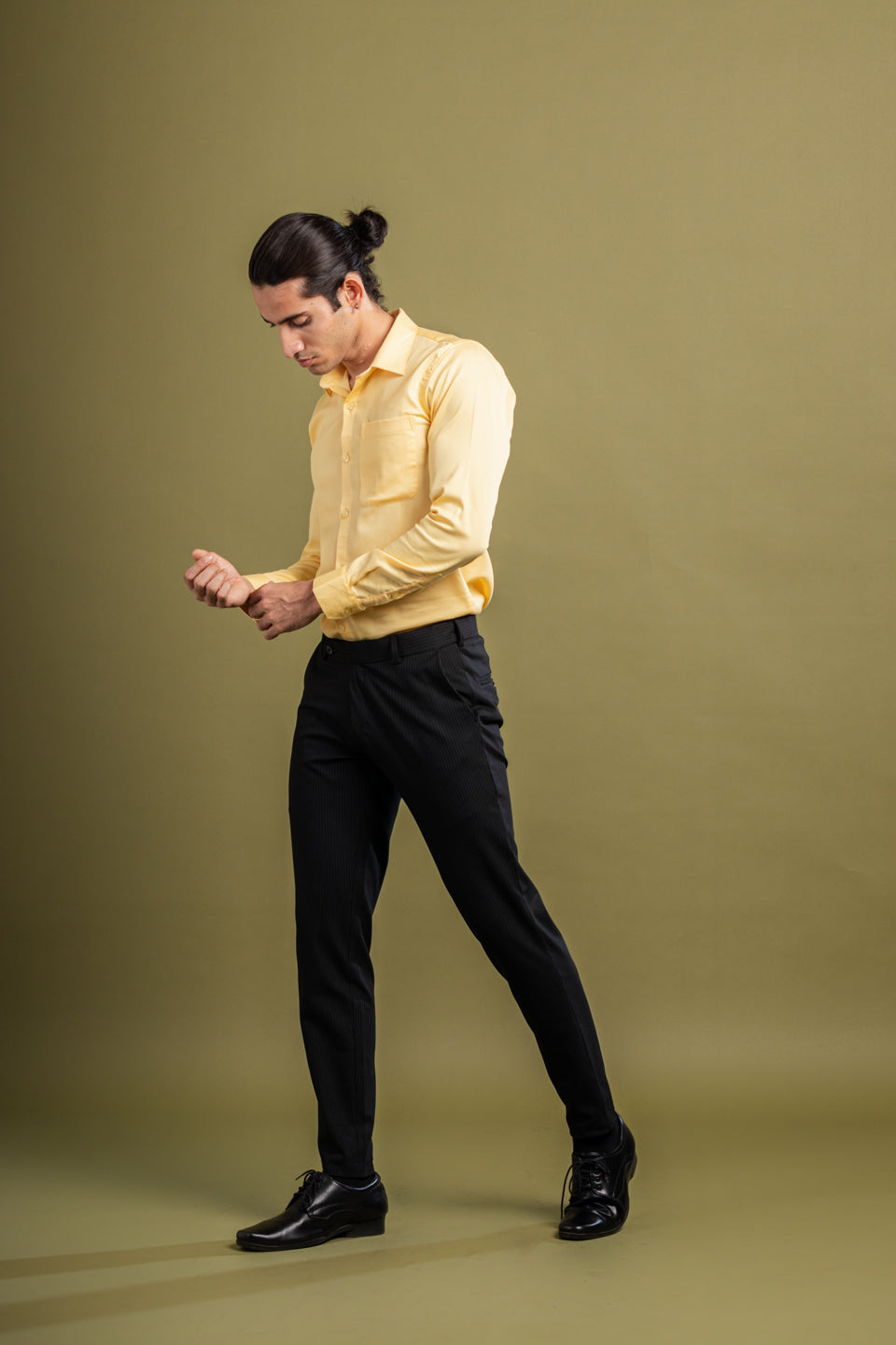 Matte Black Pinstripe Flexiwaist Pant - Lifestyle view