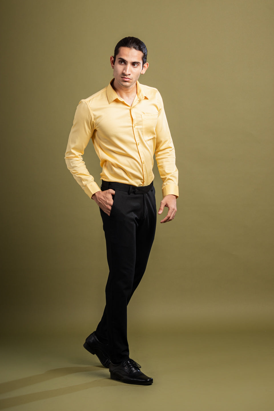 Matte Black Pinstripe Flexiwaist Pant - Lifestyle view