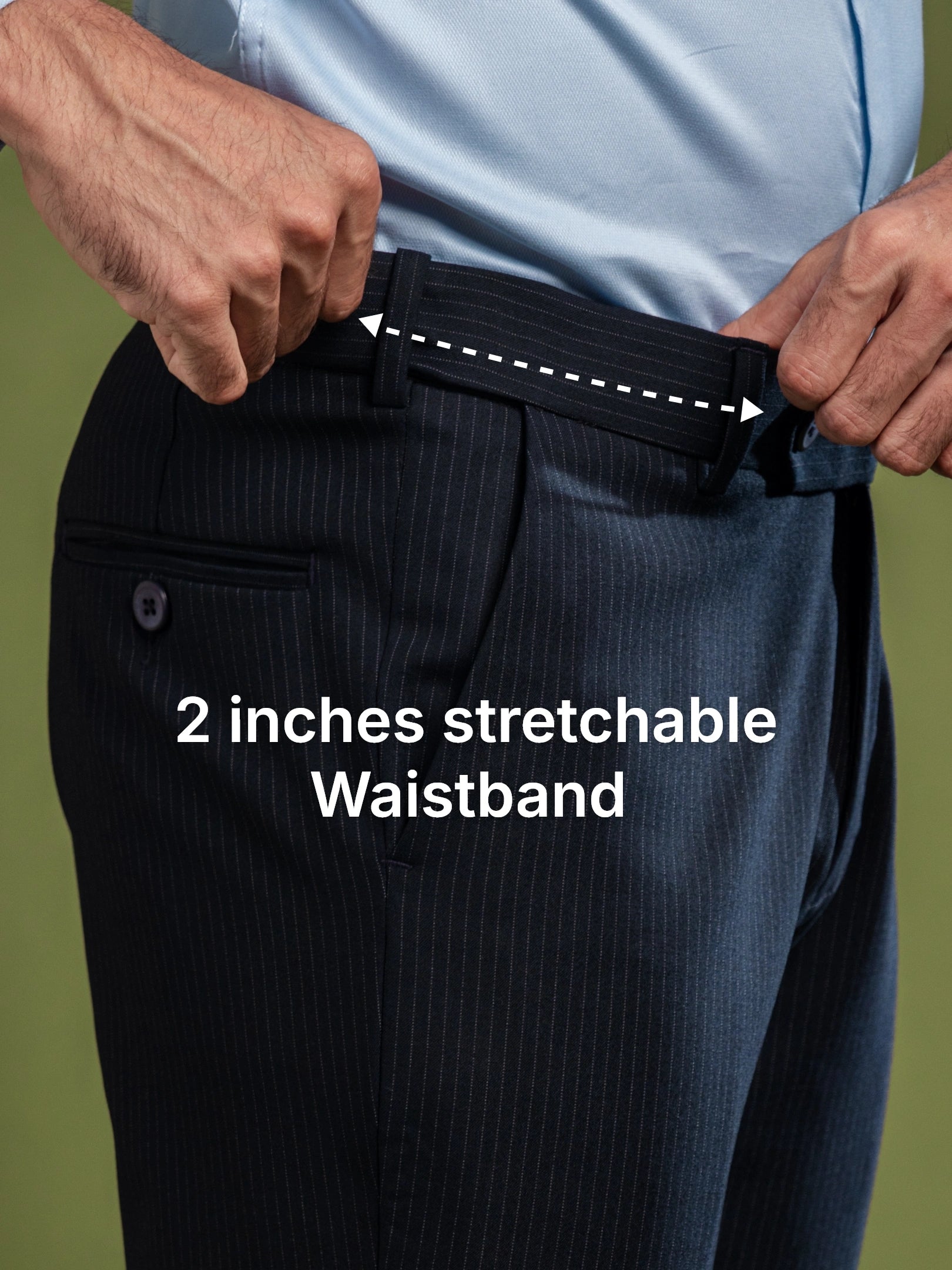 Royal Navy Pinstripe Flexiwaist Pant – Close View