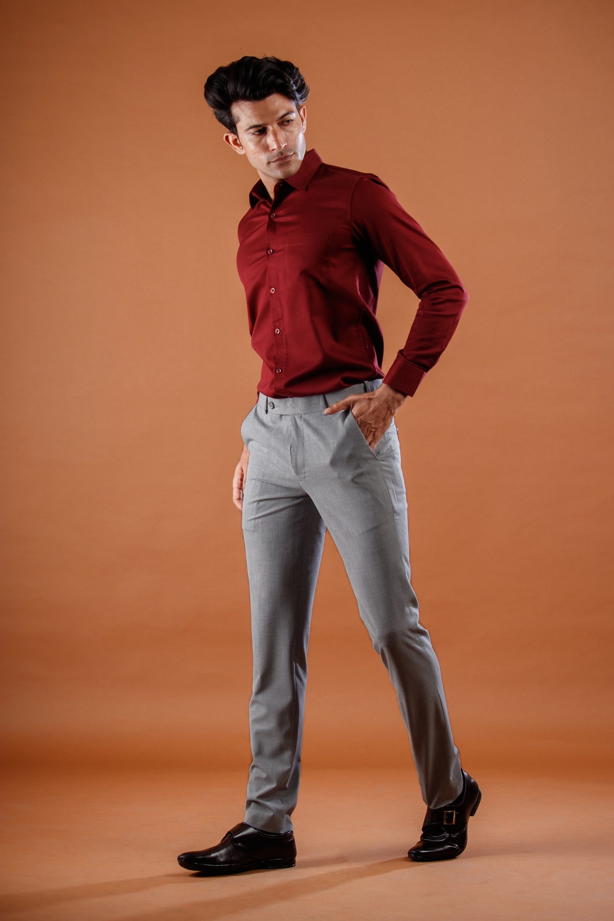 Shadow Grey Flexiwaist Straight Fit Pants
