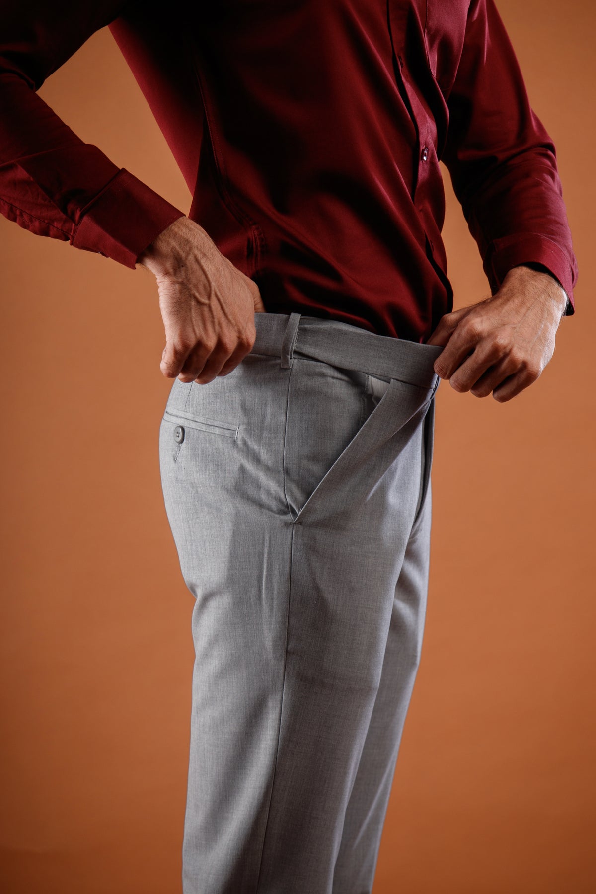 Shadow Grey Flexiwaist Straight Fit Pants