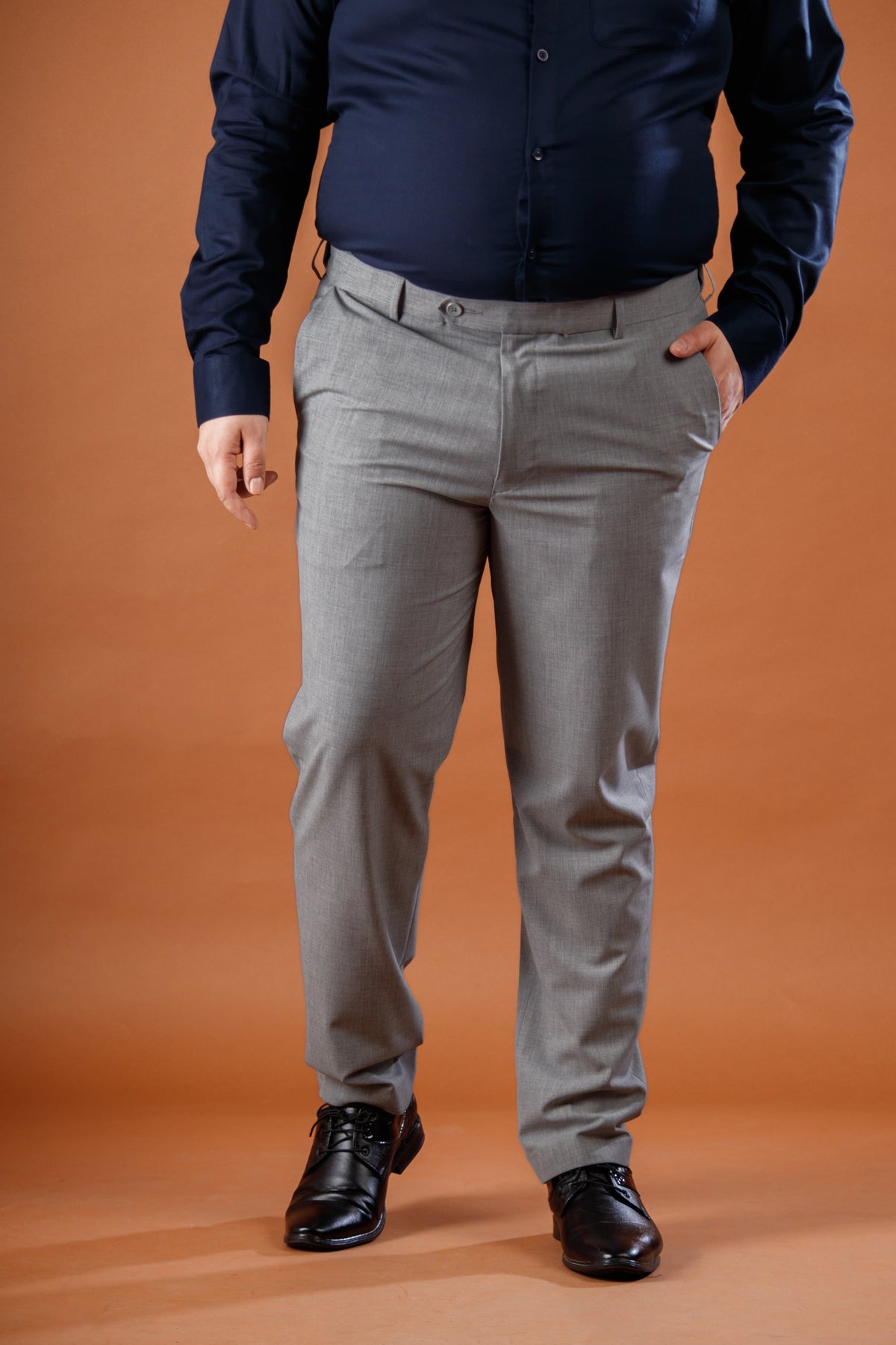 Shadow Grey Flexiwaist Straight Fit Plus Size Pants