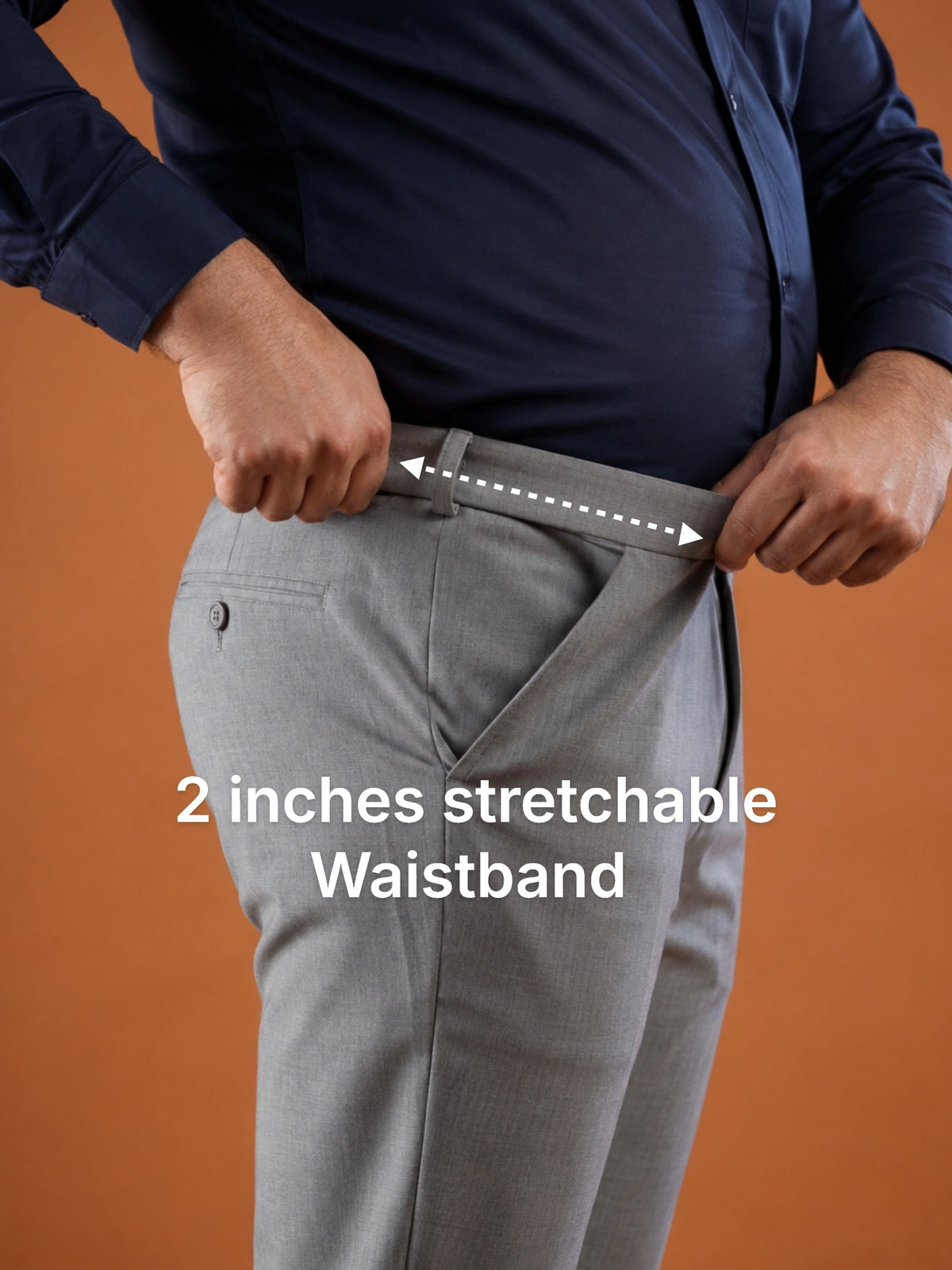 Shadow Grey Flexiwaist Straight Fit Plus Size Pants