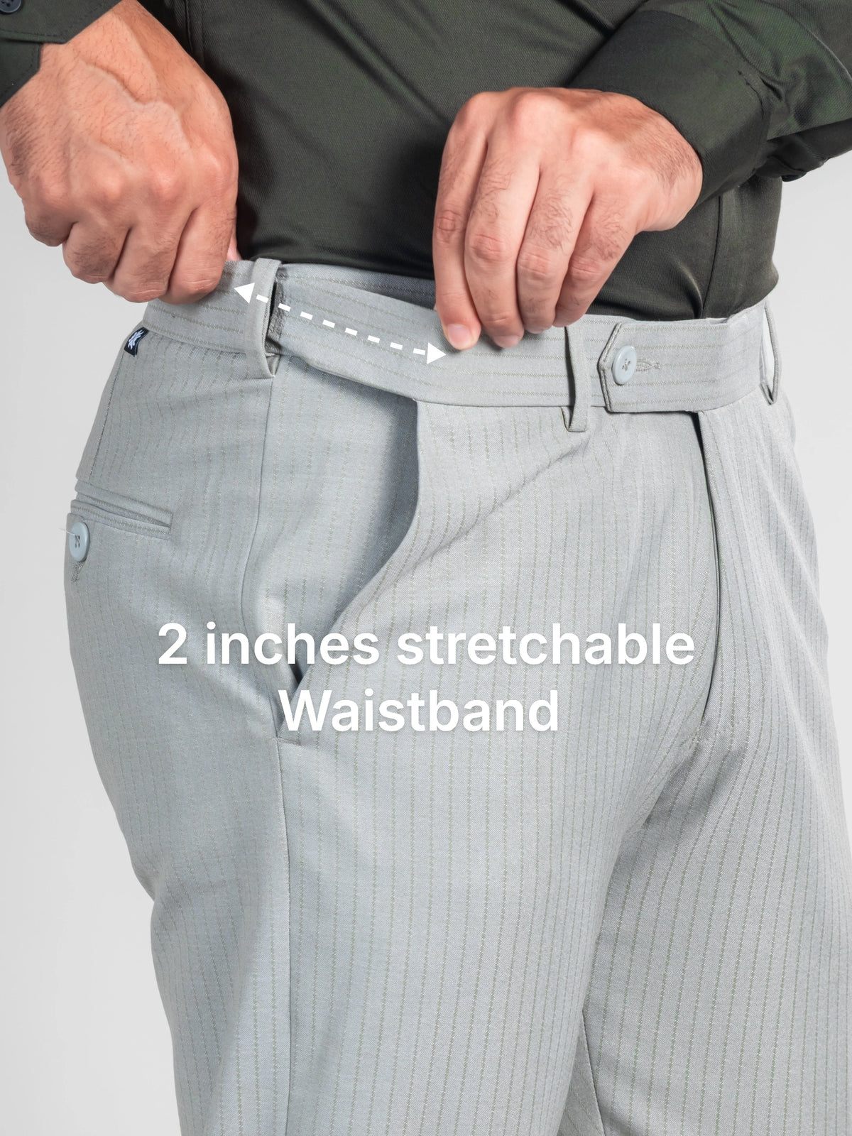Ash Olive Soft Lining Flexiwaist Pant – Close view