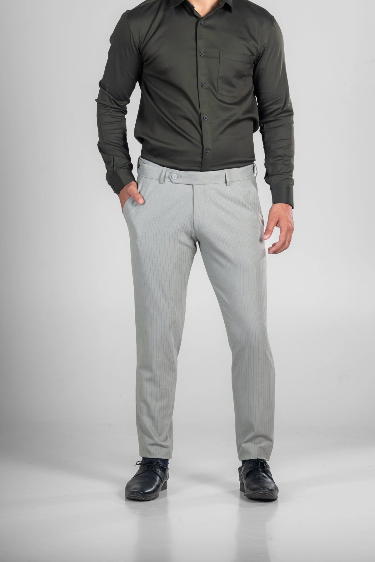 Ash Olive Soft Lining Flexiwaist Pant – Front view