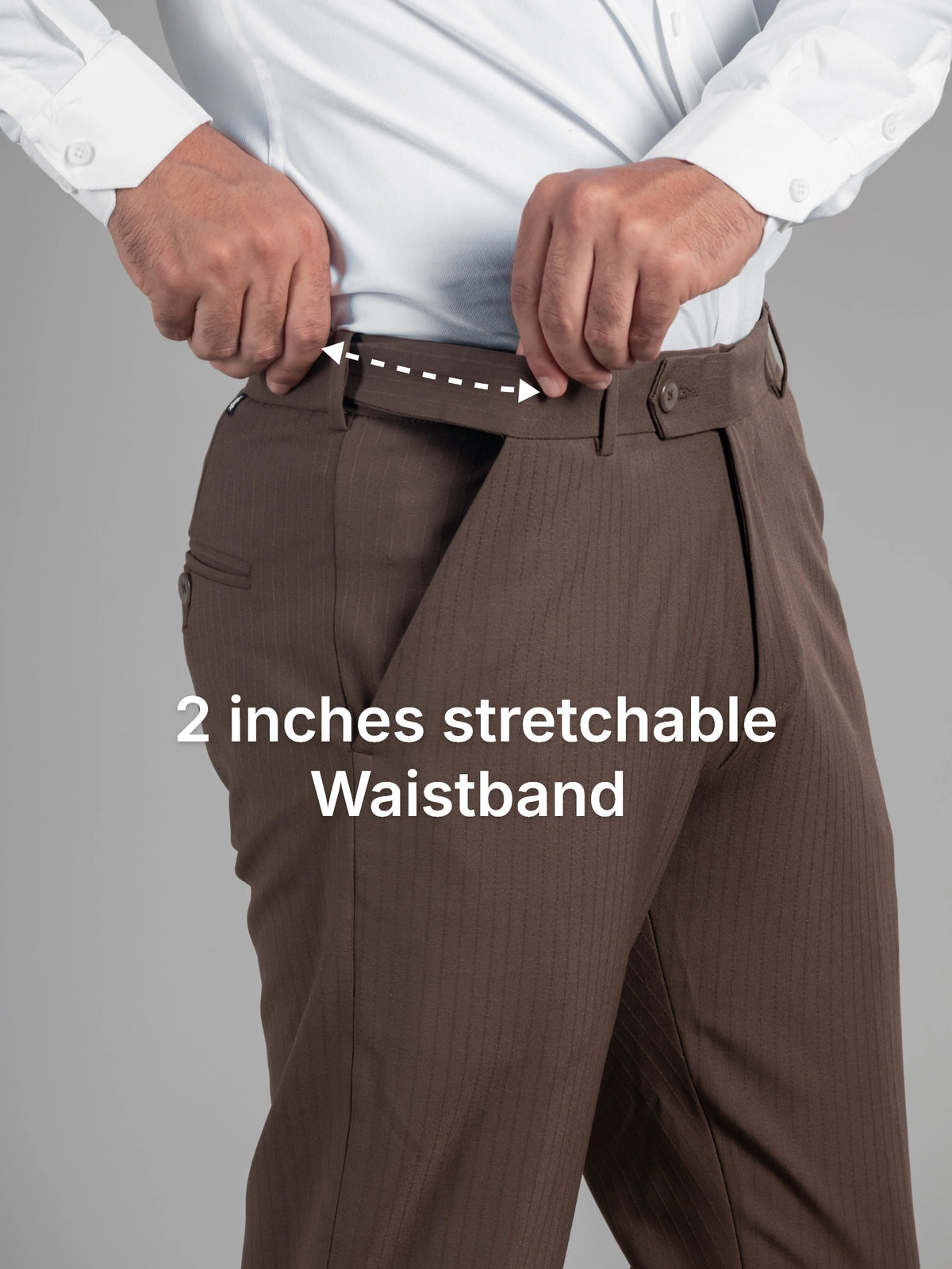 Walnut Brown Soft Lining Flexiwaist Pant – Close view