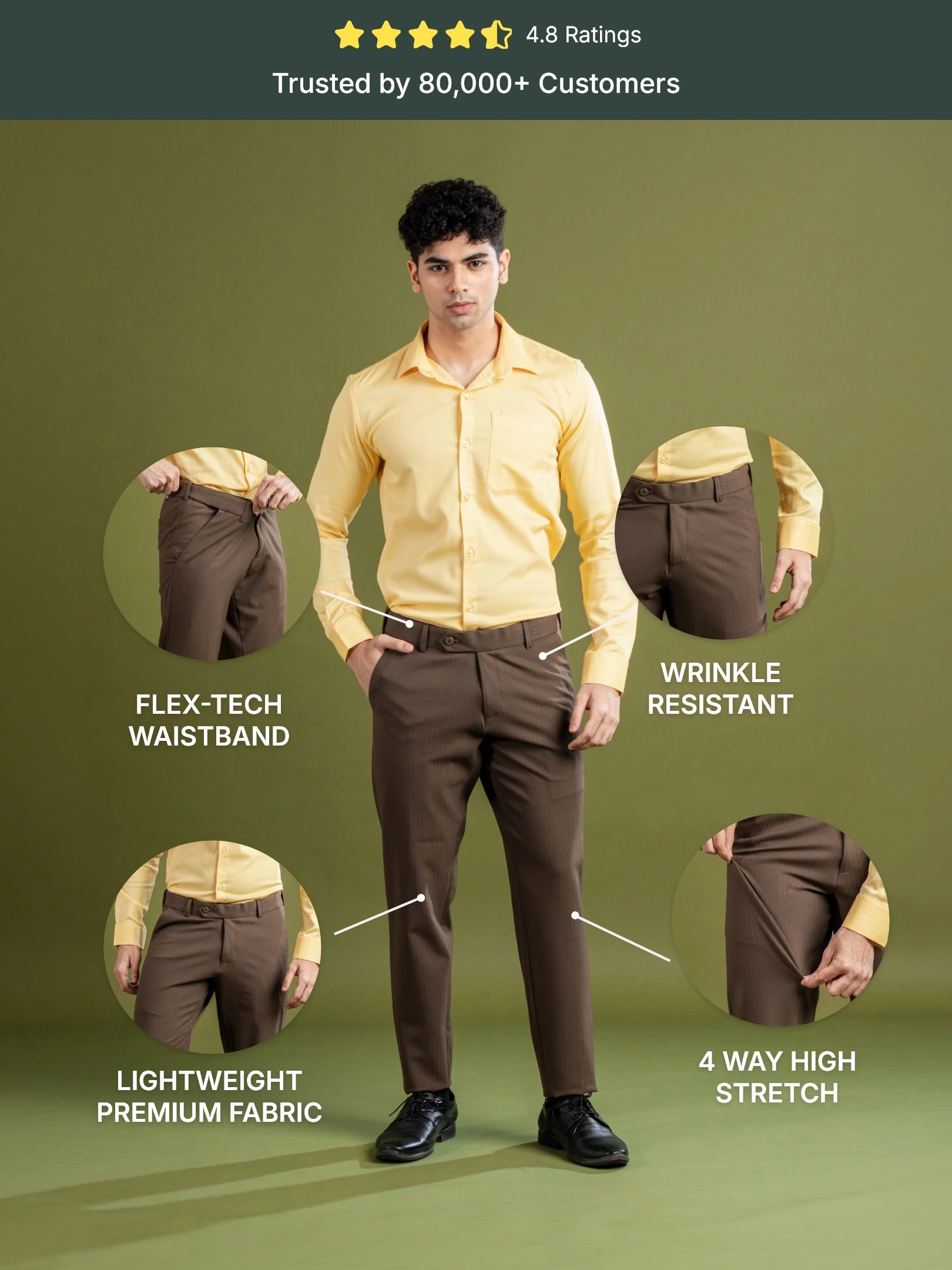 Walnut Brown Soft Lining Flexiwaist Pant