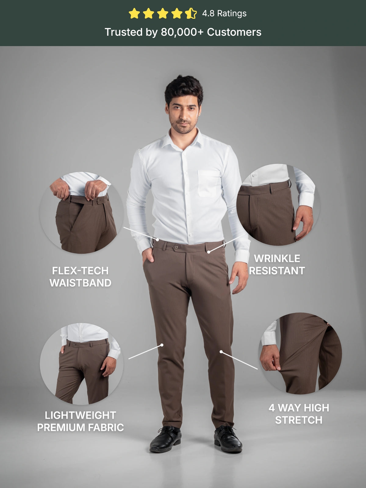 Walnut Brown Soft Lining Flexiwaist Pant