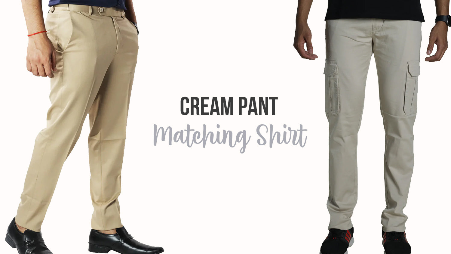 MANCREW Men's Solid Cream Trousers