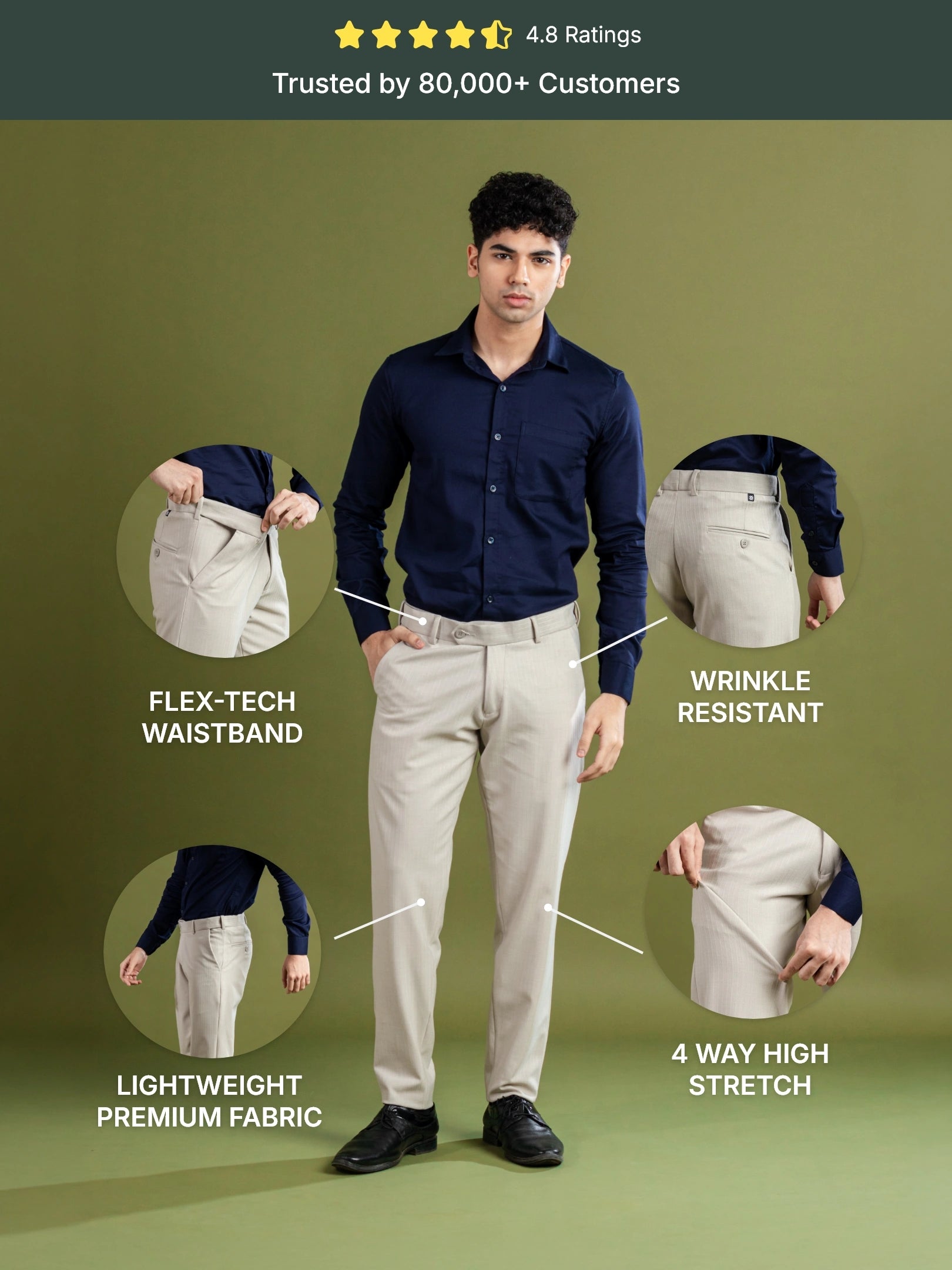 Almond Cream Soft Lining Flexiwaist Pant