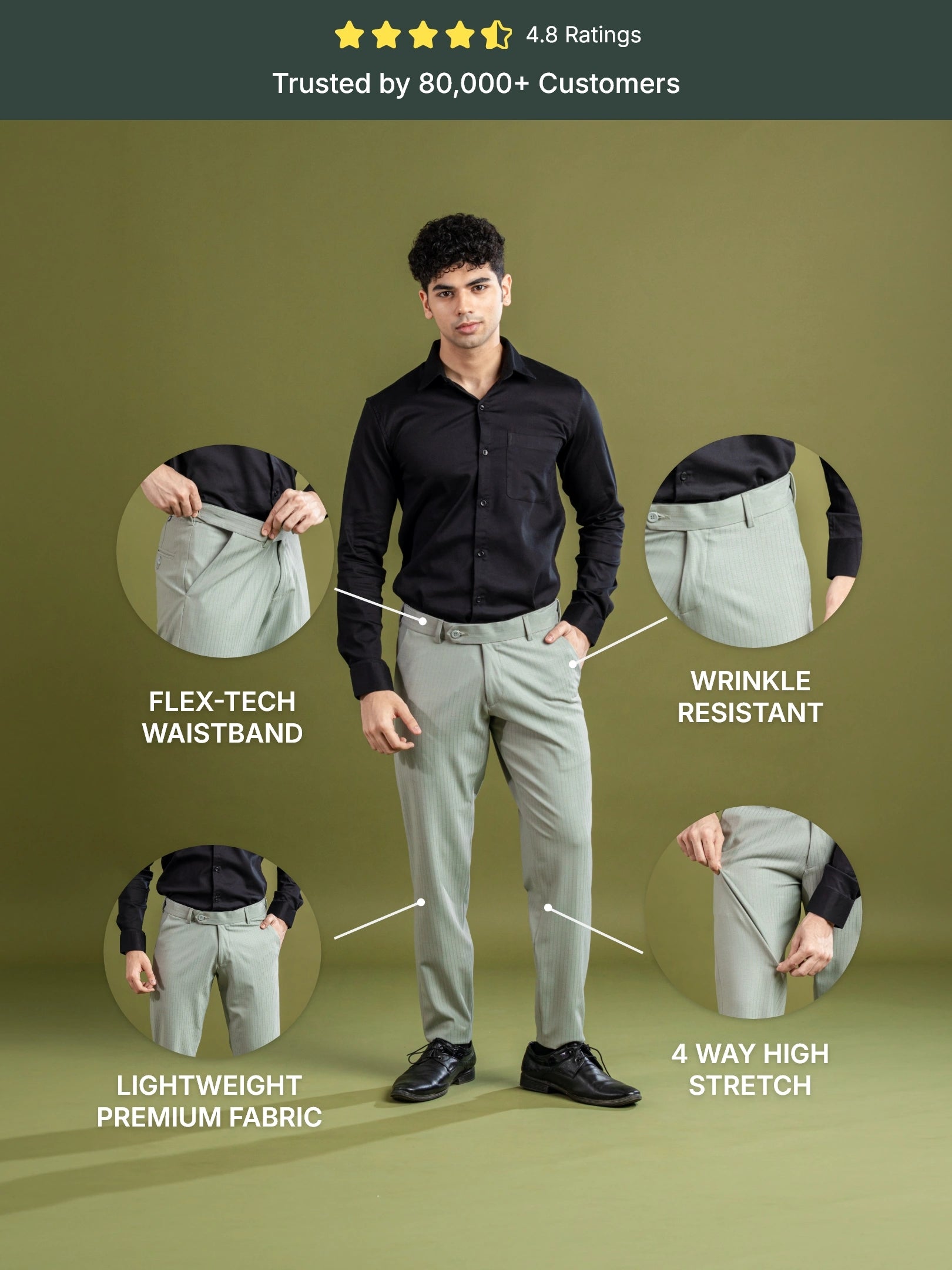 Ash Olive Soft Lining Flexiwaist Pant