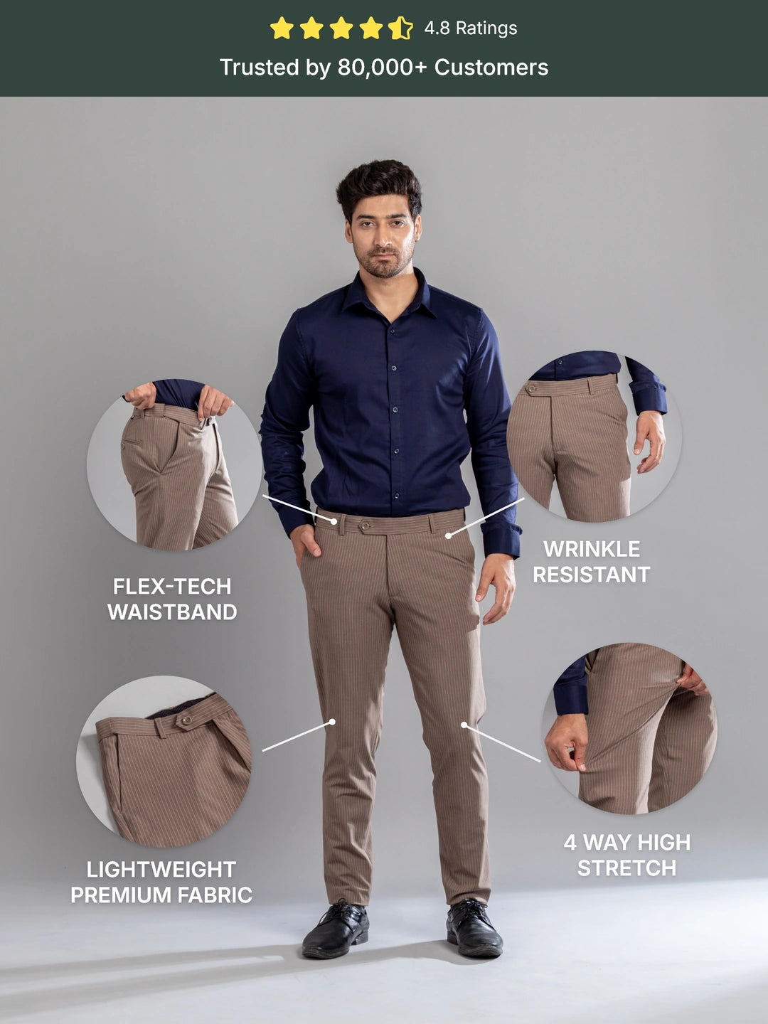 Autumn Bark Linear Stripe Flexiwaist Pants - Ankle Fit