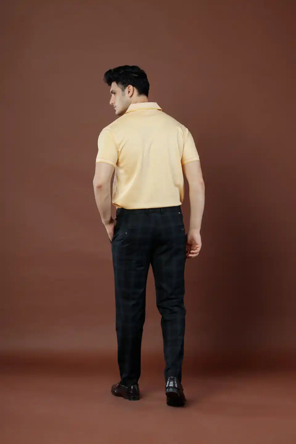 Men’s premium Blackout Soho Checks Flexiwaist Pants - Back view