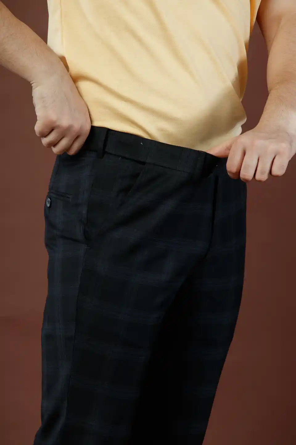Men’s premium Blackout Soho Checks Flexiwaist Pants - Front view