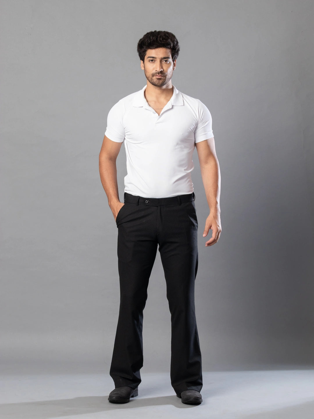 Carbon Black Fine Lining Bootcut Pant For Men