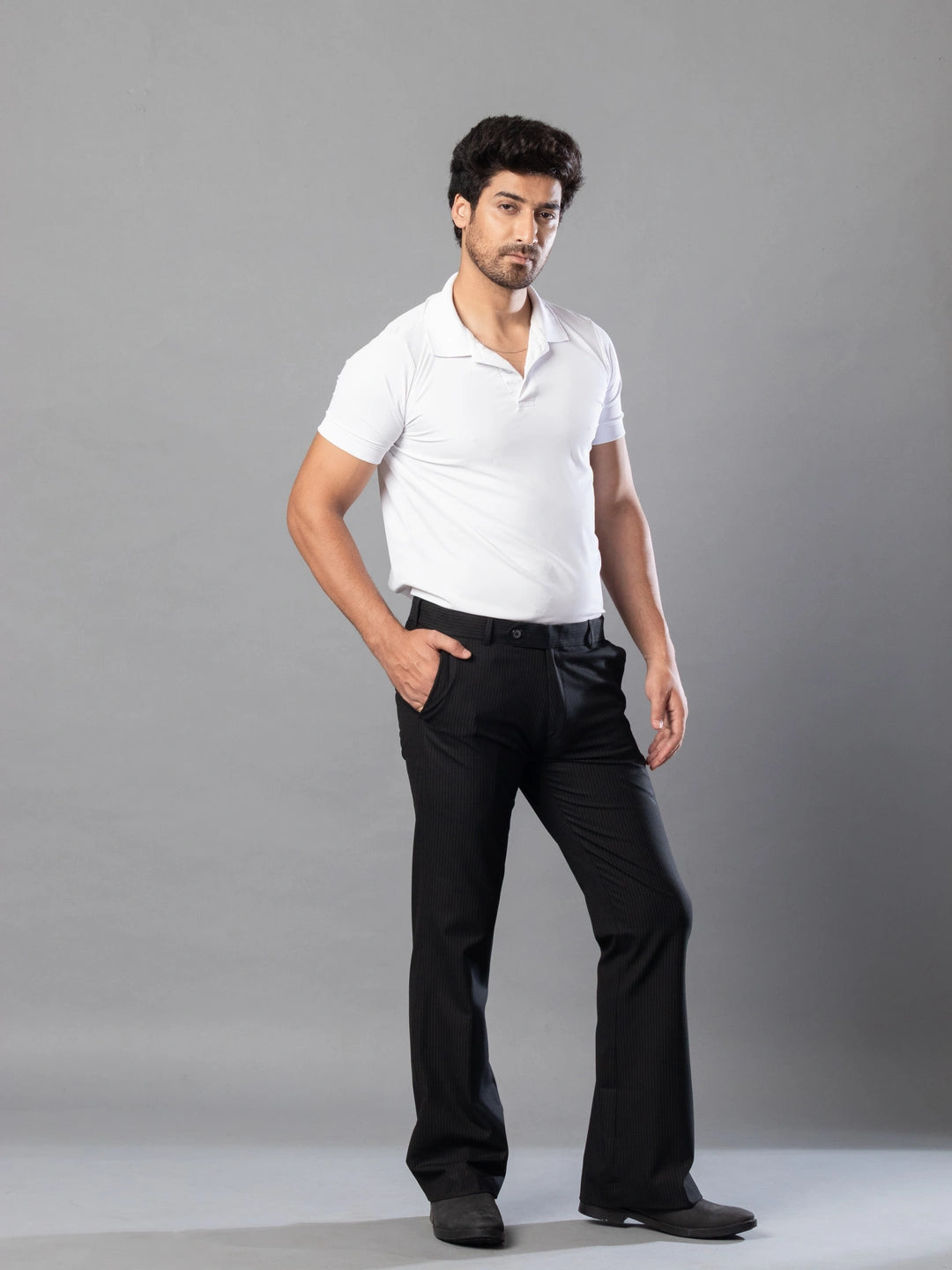 Carbon Black Fine Lining Bootcut Pant For Men