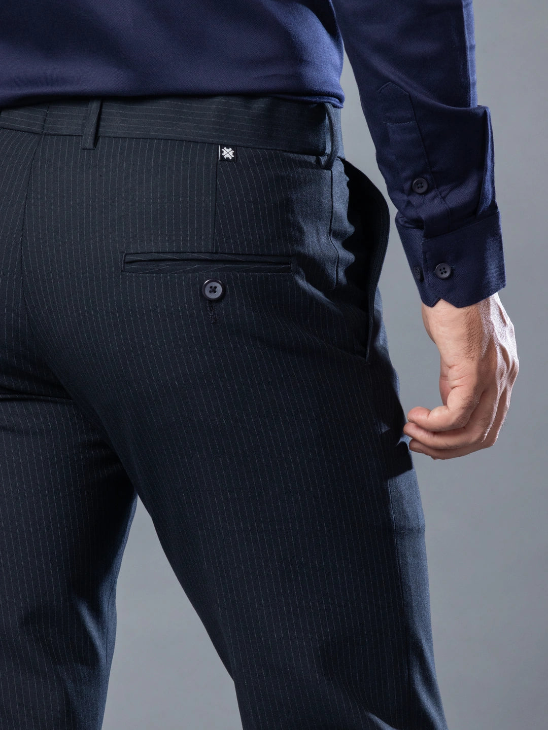 Indigo Blue Fine Lining Bootcut Pant For Men