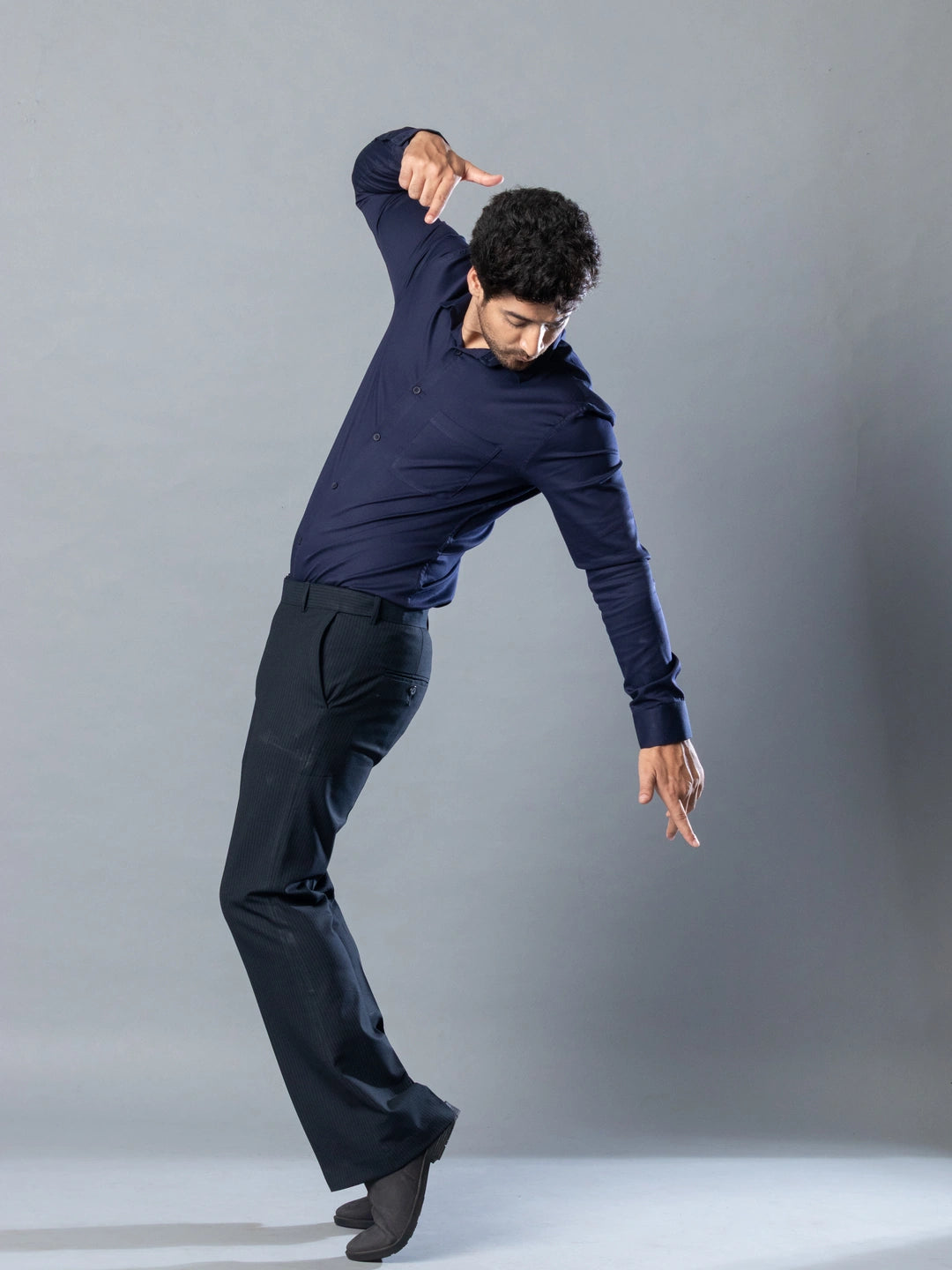 Indigo Blue Fine Lining Bootcut Pant For Men
