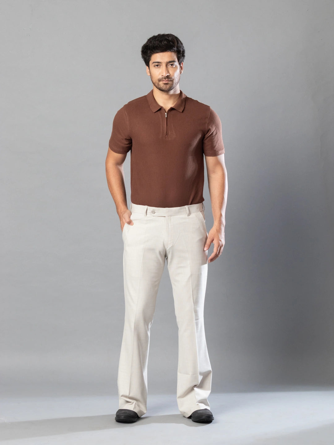 Irish Cream Fine Lining Bootcut Pant For Men